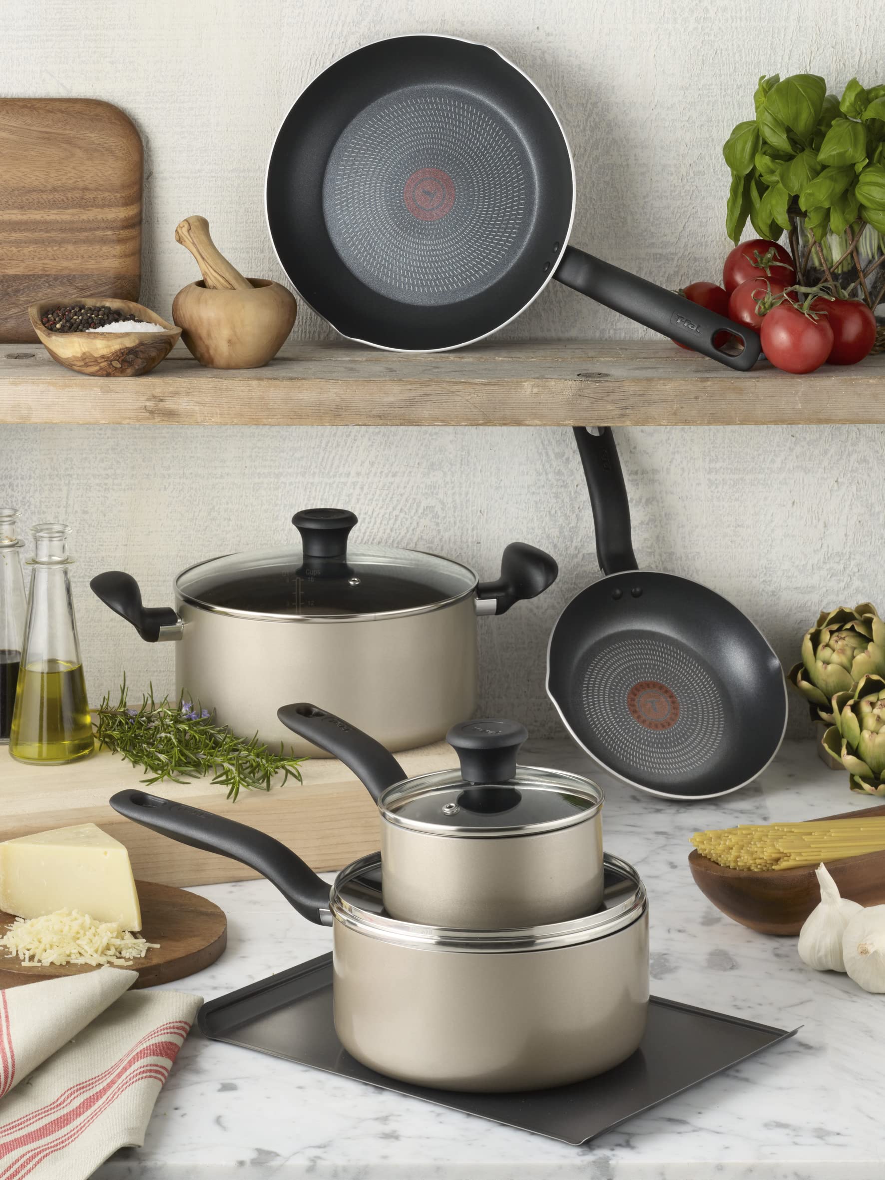Batería de Cocina T-fal Champán con Antiadherente Proglide de 16 Piezas Culinaire