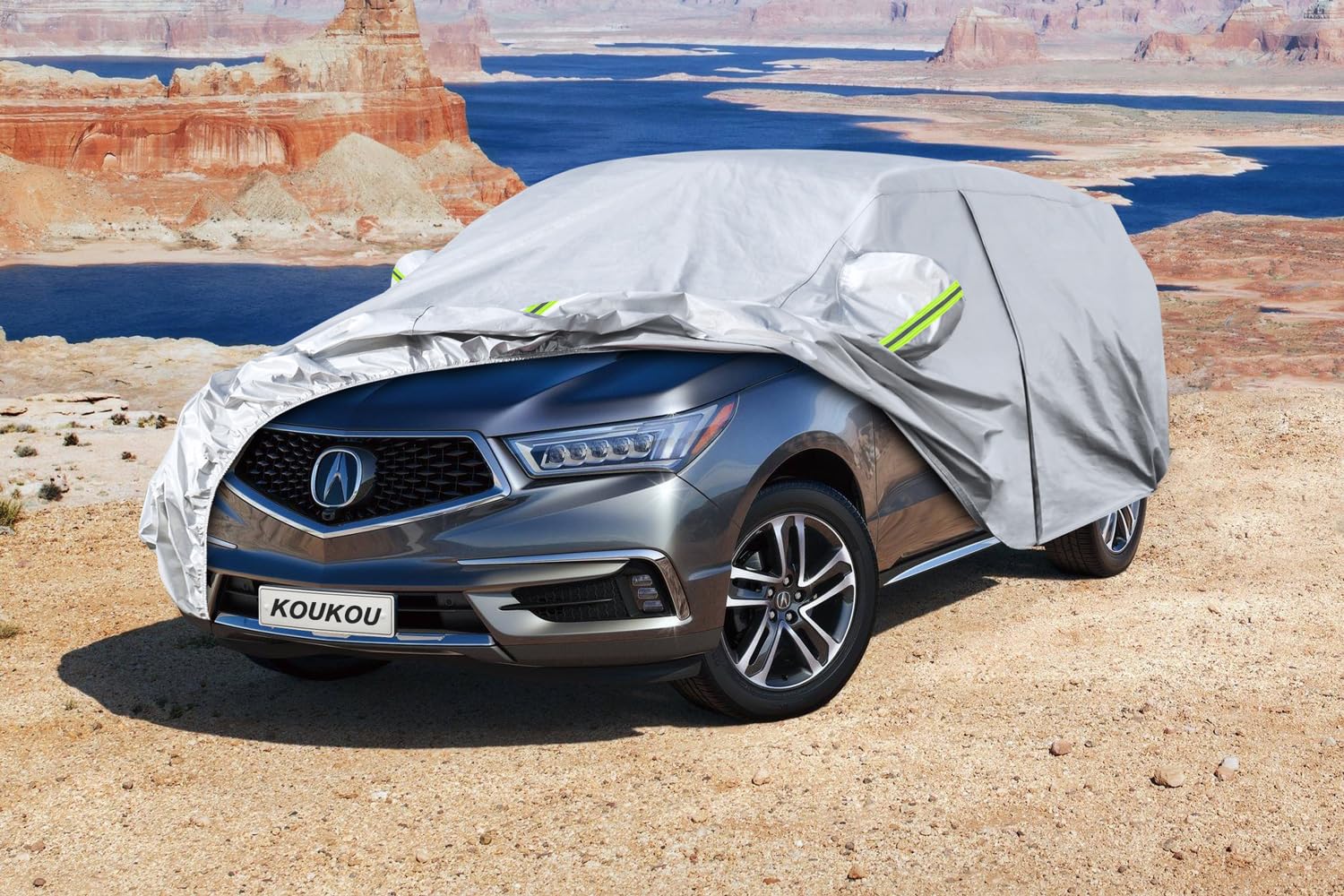 KouKou Funda De Coche - Funda Impermeable para Acura mdx（2001-2025）, 6-Capa UV Cubierta De Polvo, Cubierta De Lluvia, Parasol, Completa Al Aire Libre, Plata.