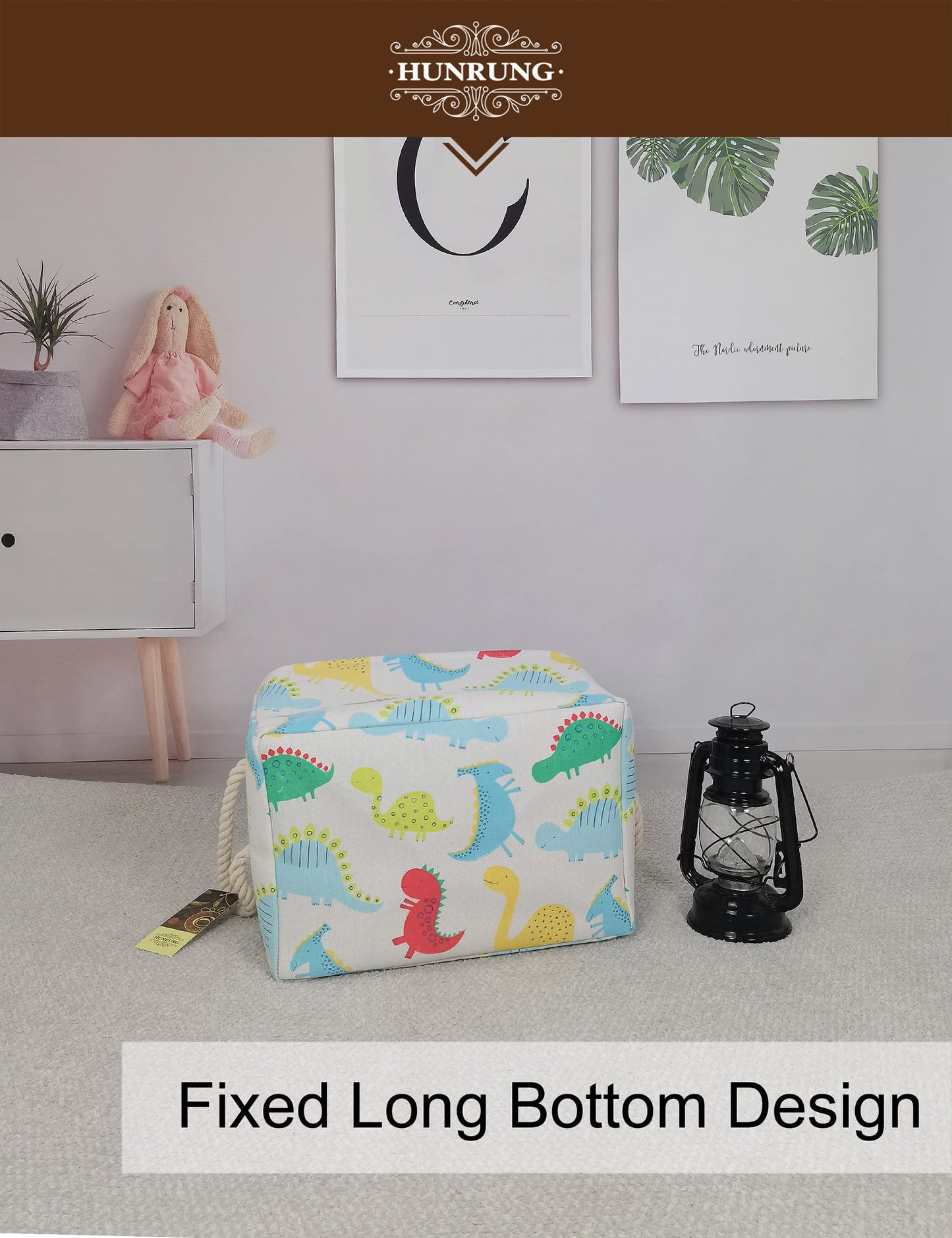 HUNRUNG - Cesta de Almacenamiento Rectangular de Lona para Mascotas, Juguetes, Libros, Ropa, Perfecto para Habitaciones Infantiles, Sala de Juegos, casetas, Dinosaur