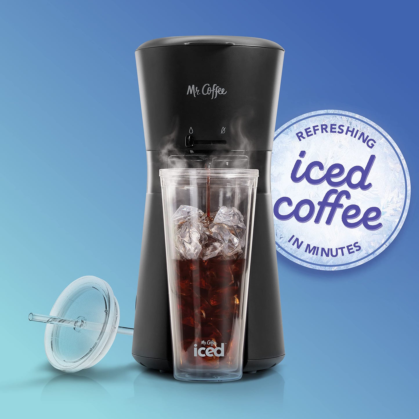 Cafetera Helada Mr. Coffee Negra con Vaso Reutilizable y Filtro de Café