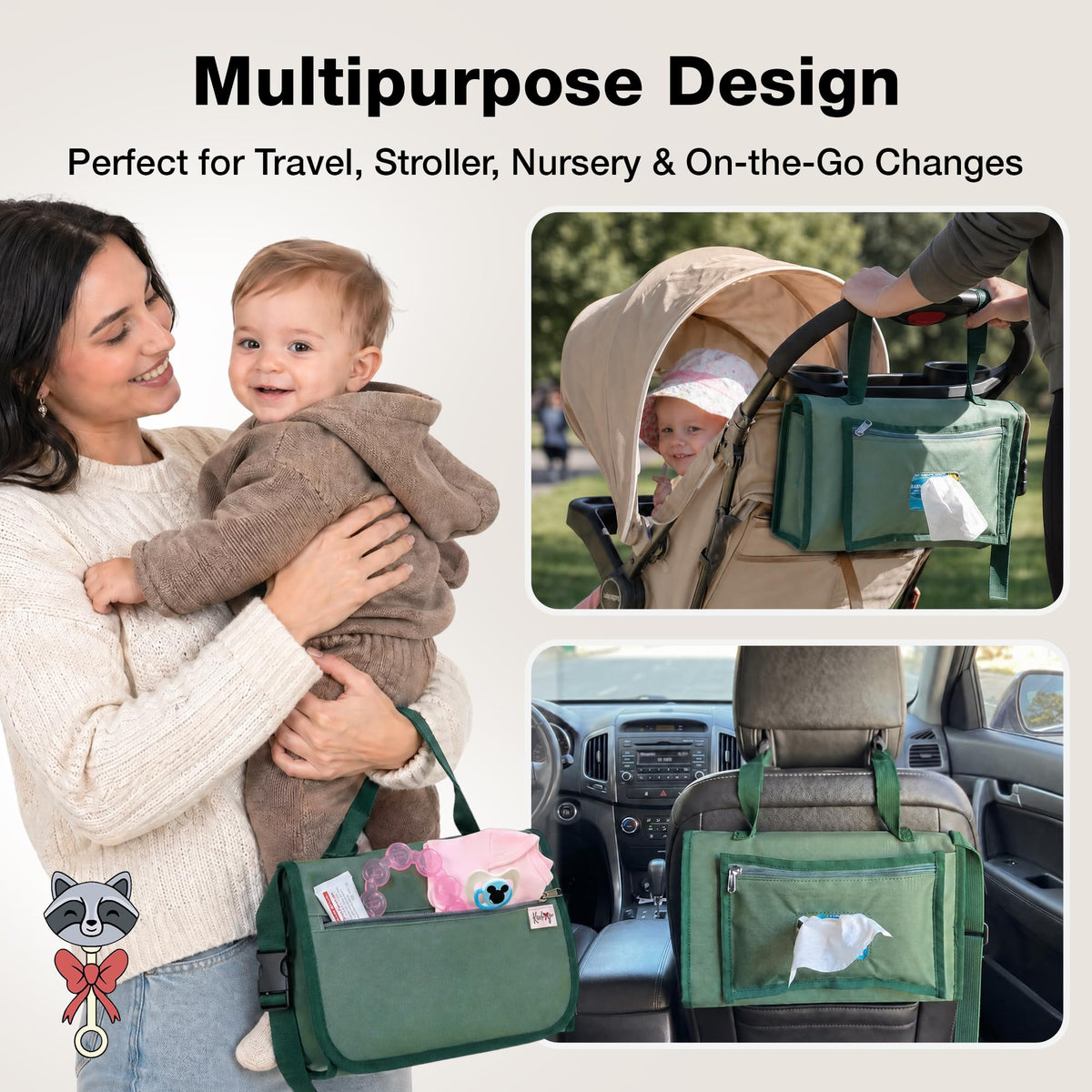 Cambiador portátil de pañales – Cambio de pañales compacto plegable impermeable para bebé, ligero para llevar con cojín integrado y superficie limpia