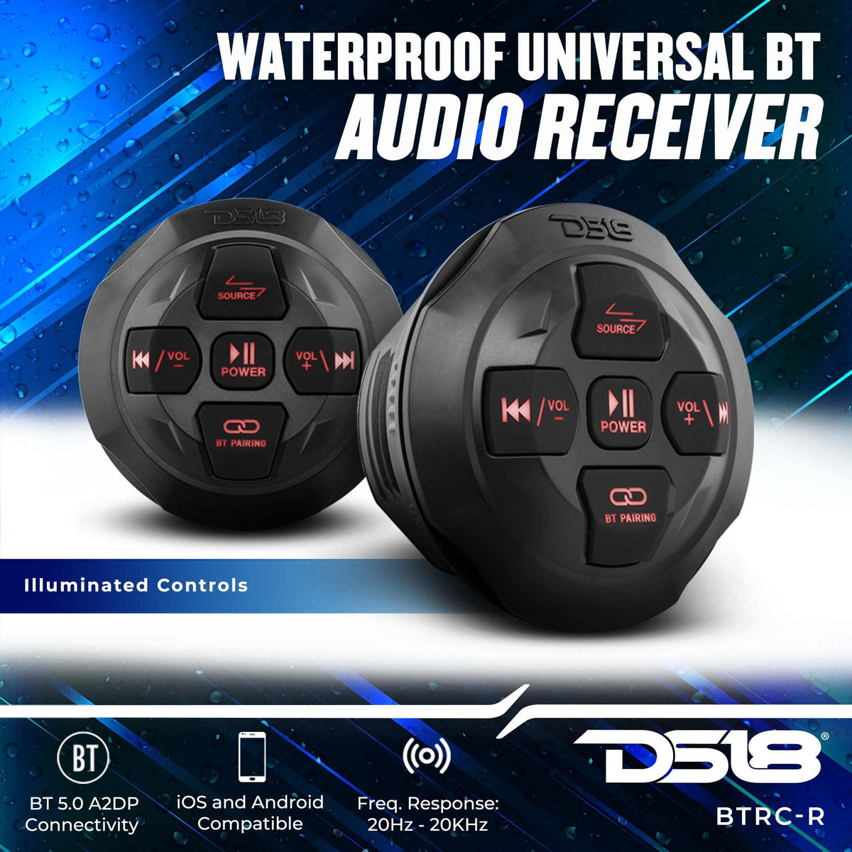 Altavoces de Torre Marina DS18 Bluetooth 4 Pulgadas 600 W con Amplificador y Control Remoto