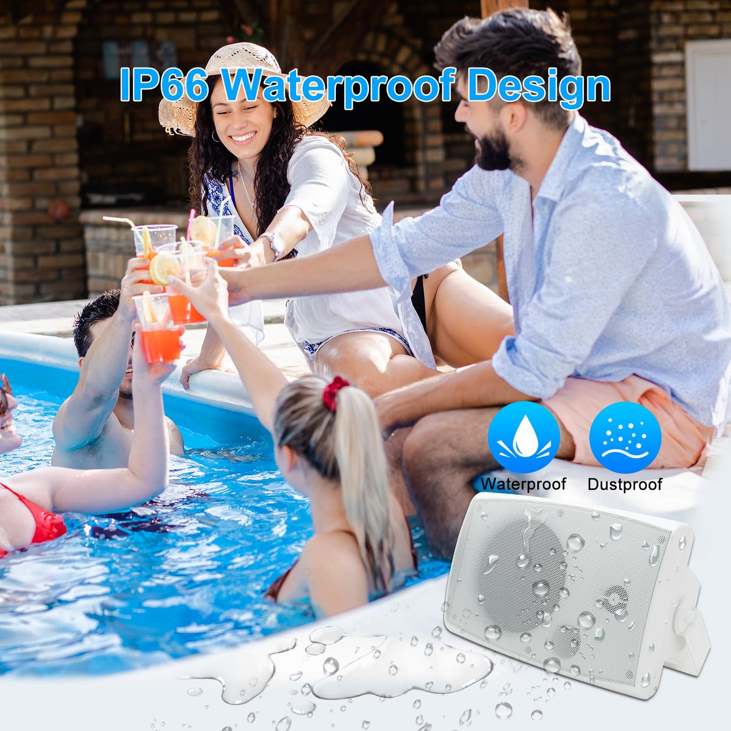 Herdio 6,5 Pulgadas Bocinas para Exterior, 400W Altavoces para Exteriores, Impermeable, Amplia Cobertura De Sonido Estéreo, para Patio, Terraza, Patio Trasero (Blanco)