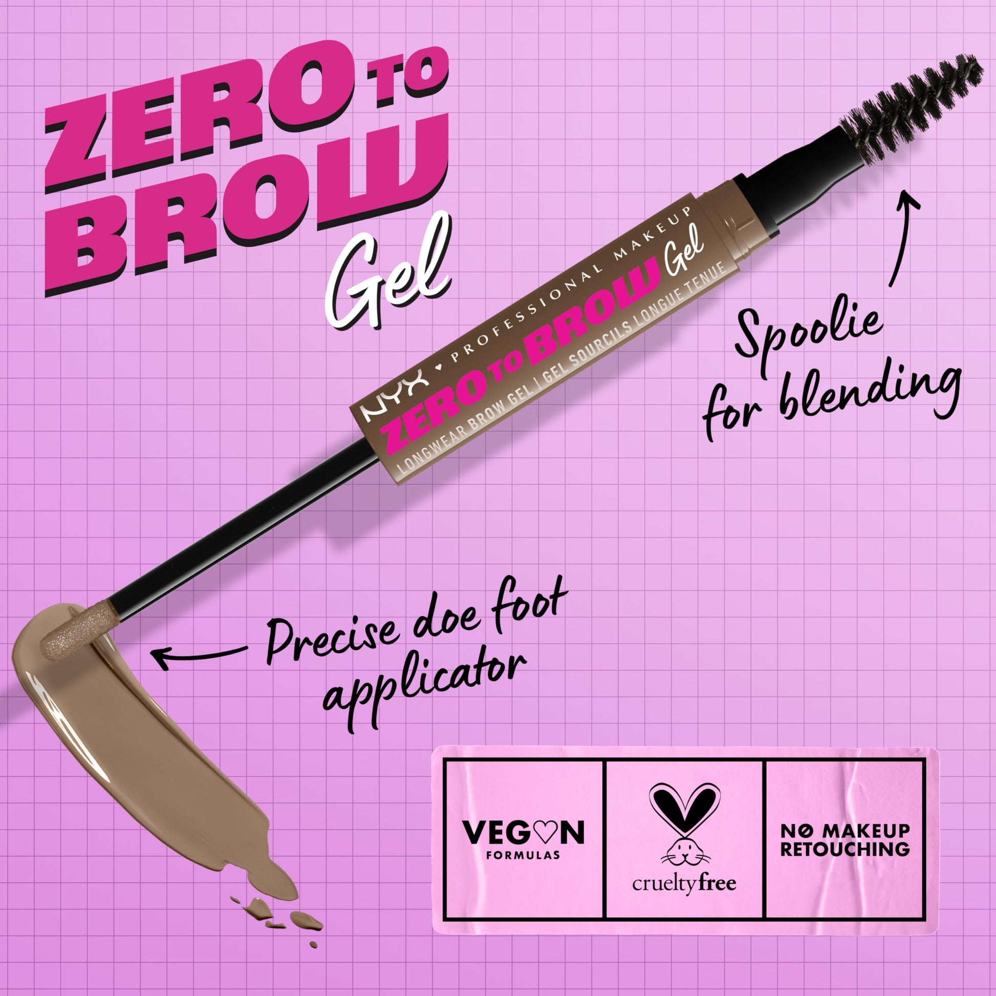 NYX Professional Makeup, Zero To Brow, Gel de Cejas con Color, Tono Ash Blond