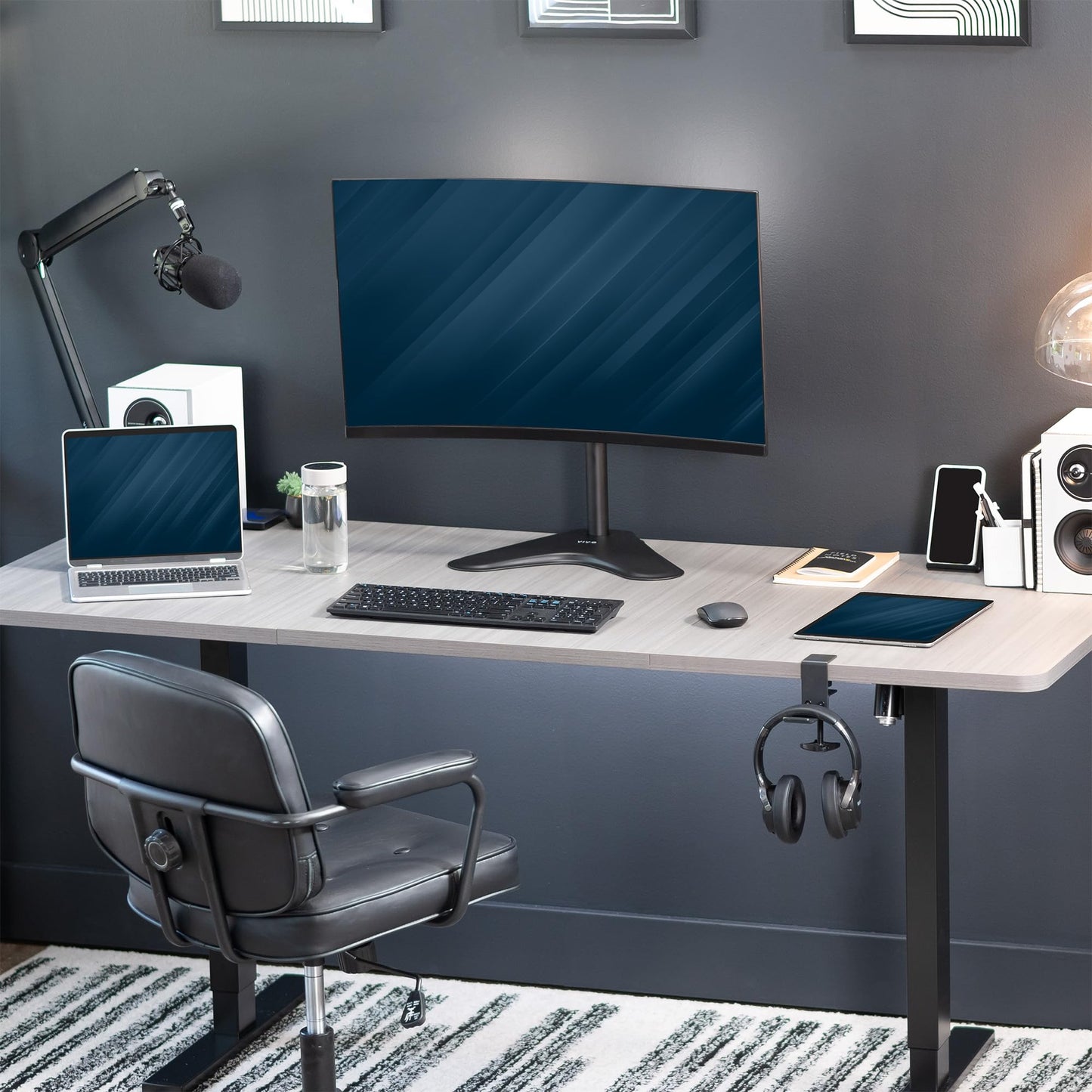 Soporte de Computadora VIVO Negro con Altura Ajustable para Monitor de hasta 38 Pulgadas