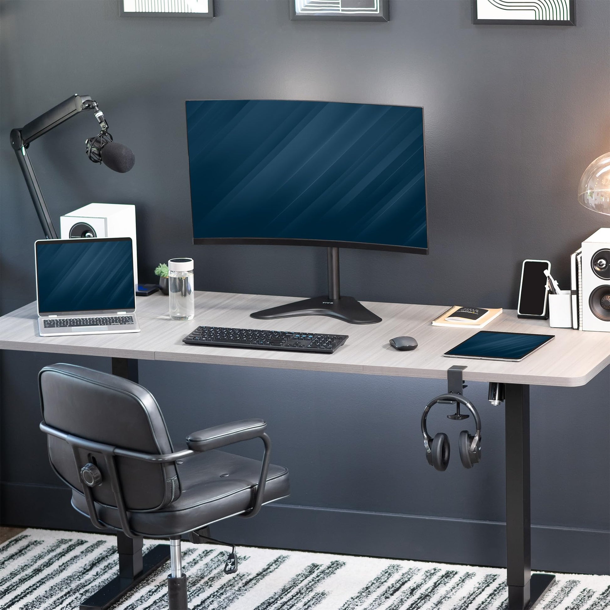 Soporte de Computadora VIVO Negro con Altura Ajustable para Monitor de hasta 38 Pulgadas