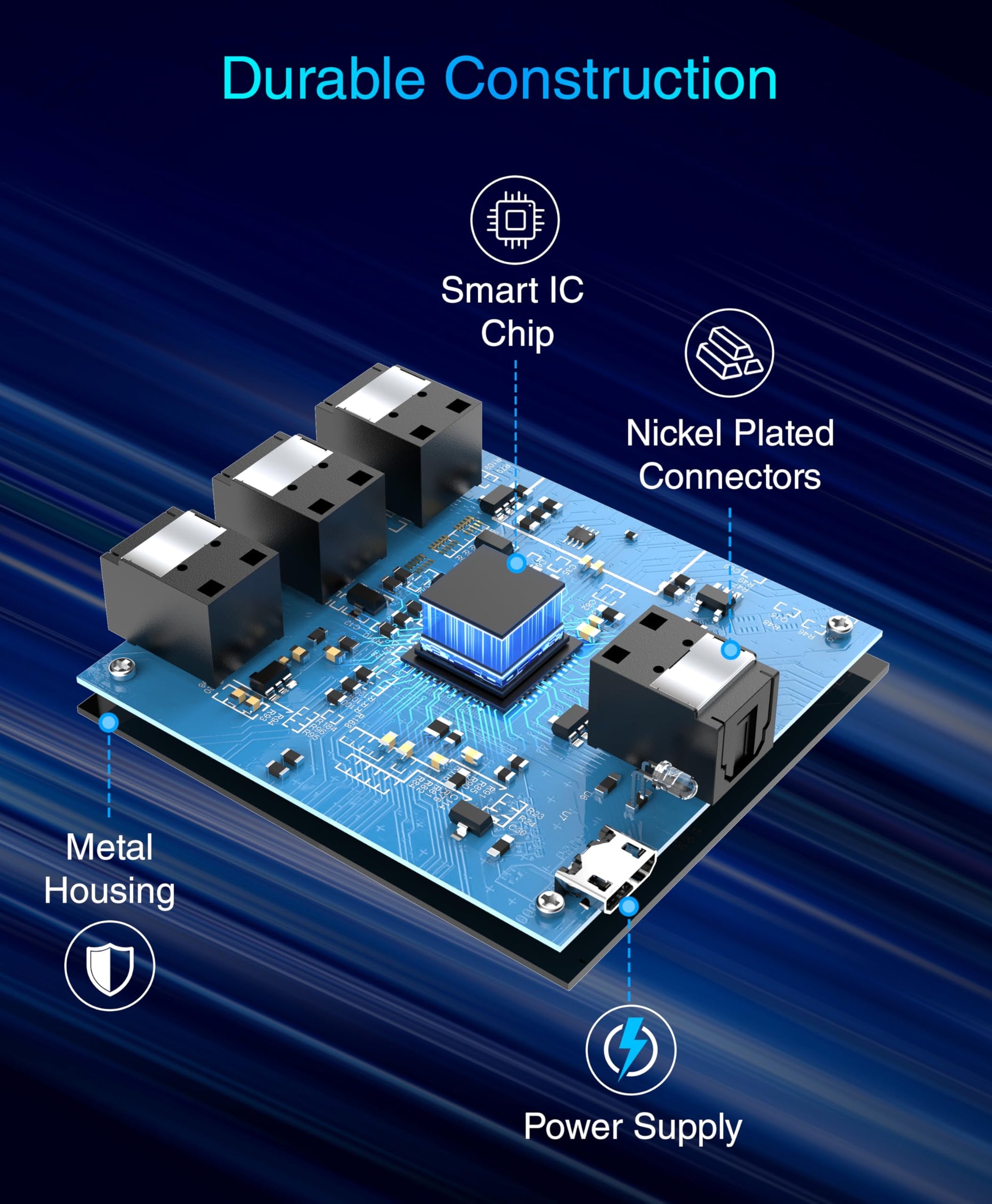 BlueRigger - Divisor de audio óptico digital (divisor activo Toslink 1 en 3 salida, SPDIF, adaptador de fibra óptica) - Compatible con cine en casa, Xbox, PS4, DVD, receptor, TV, LPCM2.0, DTS, Dolby