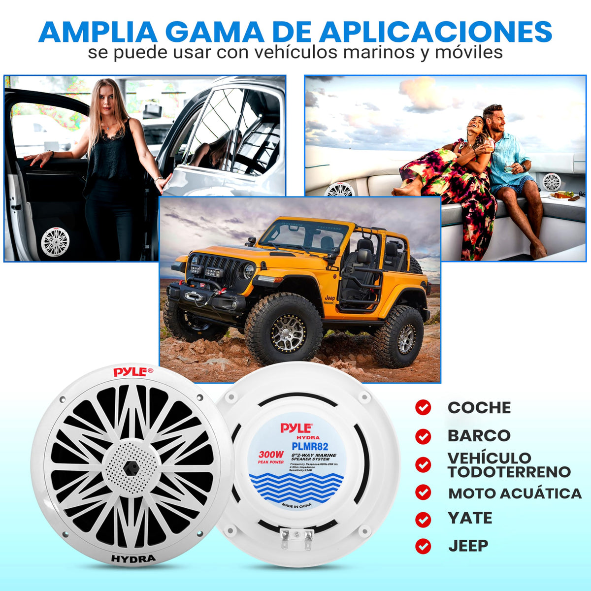 Altavoces Marinos Pyle Blancos Dobles Resistentes 300W