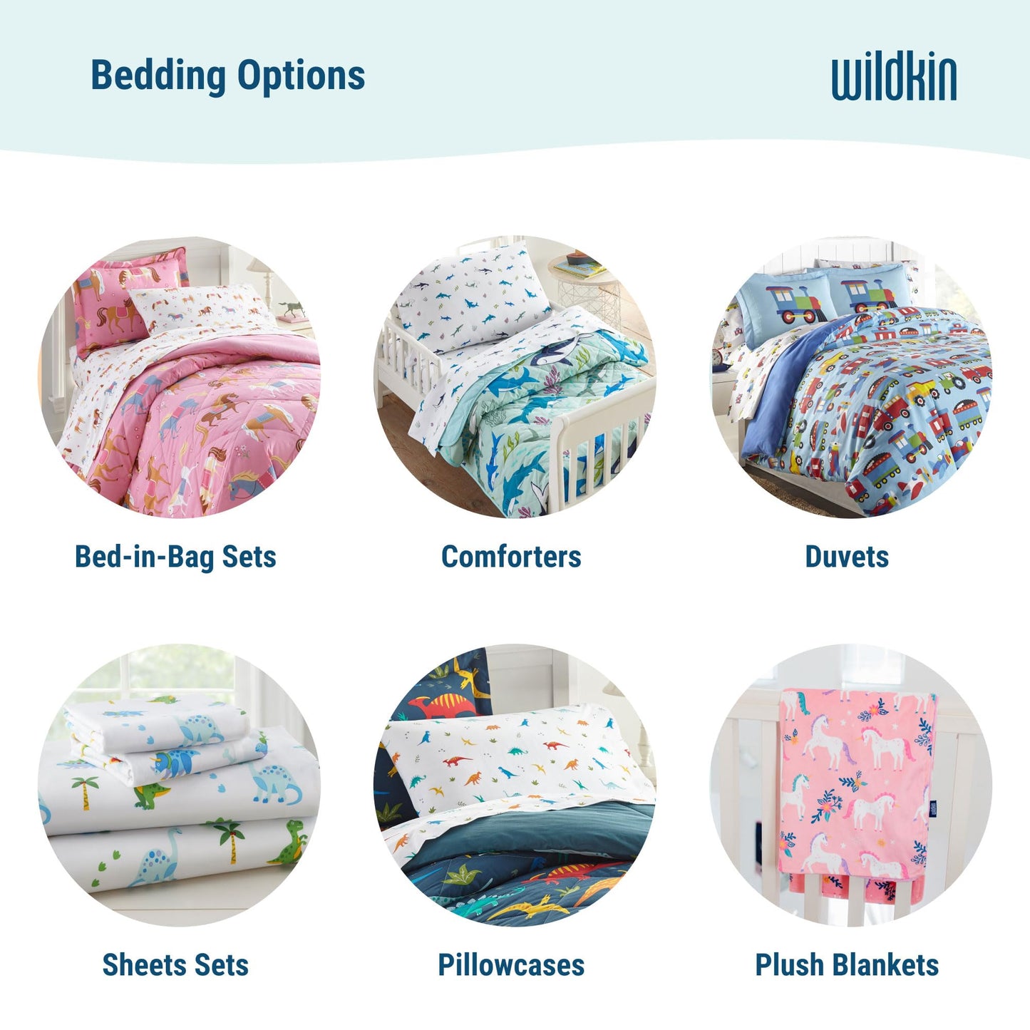 Wildkin Cama infantil de 4 piezas en una bolsa para niños y niñas, juego de ropa de cama de microfibra incluye edredón, sábana encimera, sábana bajera y una funda de almohada (trenes, aviones y camiones)