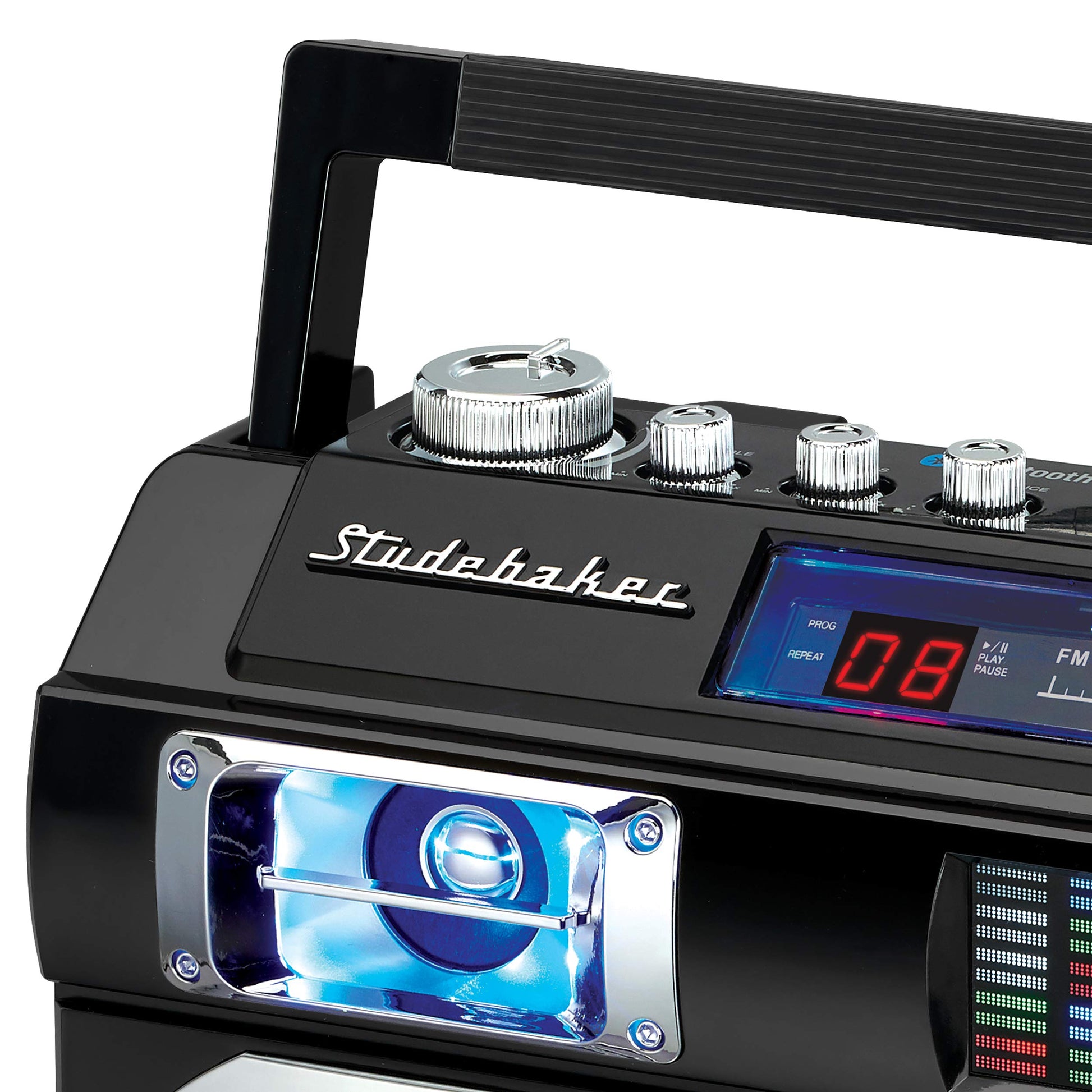 Boombox Bluetooth Retro 80's Studebaker Azul con Radio FM y Reproductor de CD