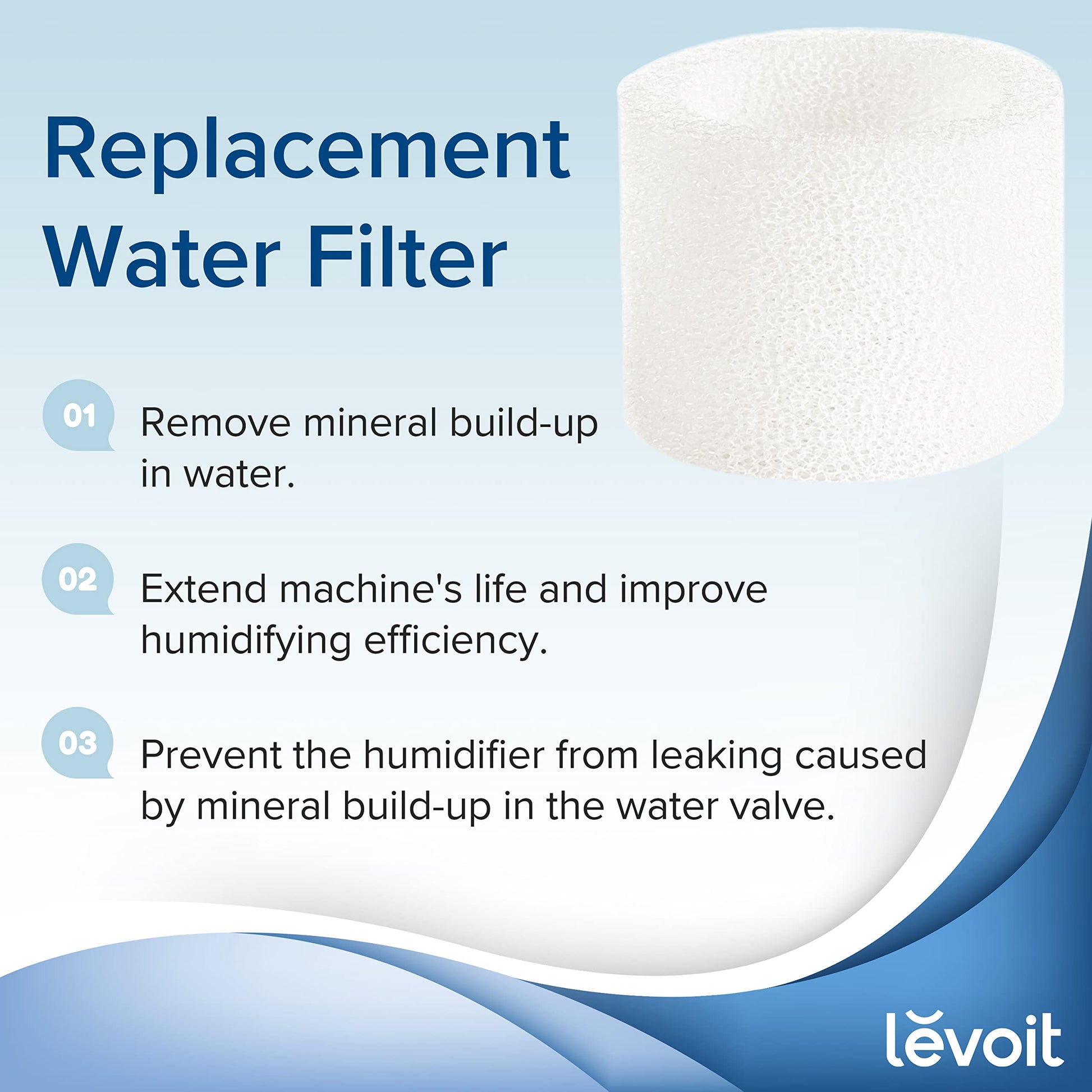 LEVOIT - Filtros de repuesto para humidificador de relleno superior, captura partículas para mejorar la eficiencia de humidificación, blanco, 18 x 24, 10 unidades (paquete de 1)