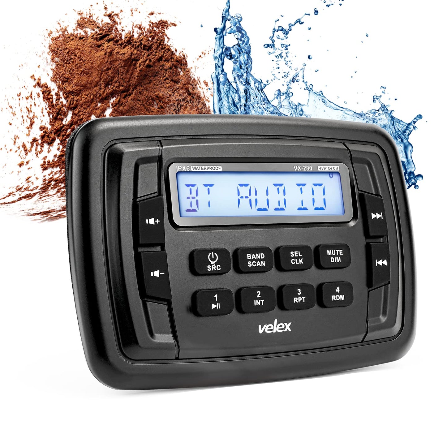 Radio Estéreo Velex Powersport Marine Bluetooth Blanco con Sintonizador AM FM para UTV ATV