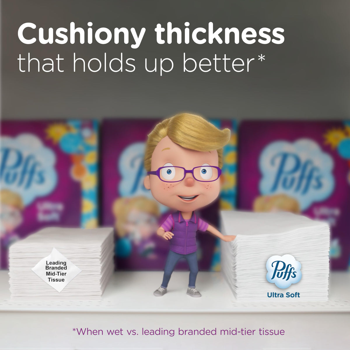 Puffs Pañuelos faciales ultra suaves y fuertes, 124 unidades