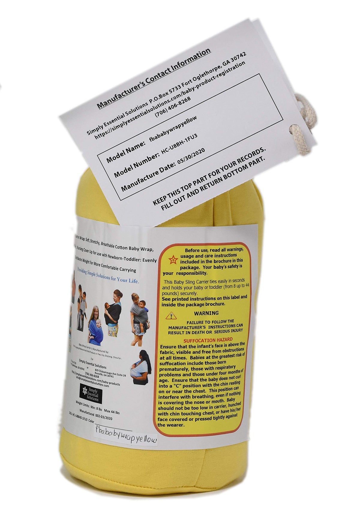 Portabebés suave, elástico, envoltura de algodón para bebé, correa de bebé, cubierta de lactancia para uso con recién nacidos: distribuye uniformemente el peso para un transporte más cómodo (amarillo)