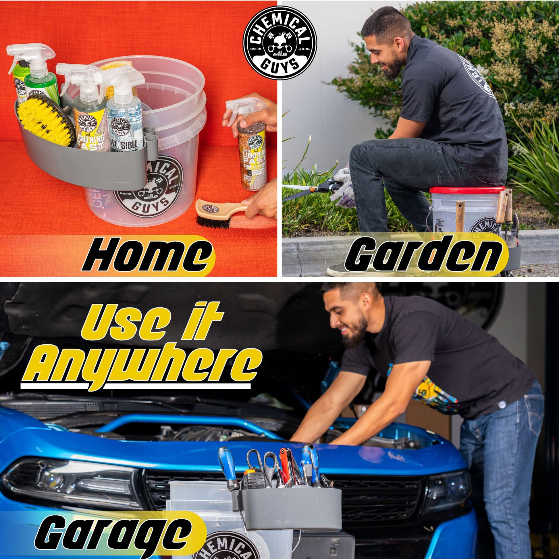 Chemical Guys Freeloader cubeta y Dolly Organizador, Gris, Mantiene el jabón y el Agua en el cubeta y Tus Suministros organizados, Ideal para Lavar Coches, Camiones, Motocicletas, SUV y más