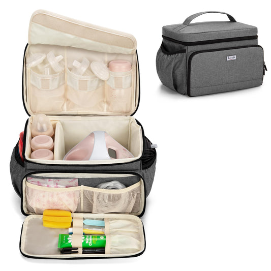 Luxja - Bolsa para extractor de leche compatible con Spectra S1 y S2, bolsa de bombeo para extractor de leche y piezas adicionales (adecuada para uso doméstico o de viaje), gris (pendiente de patente)