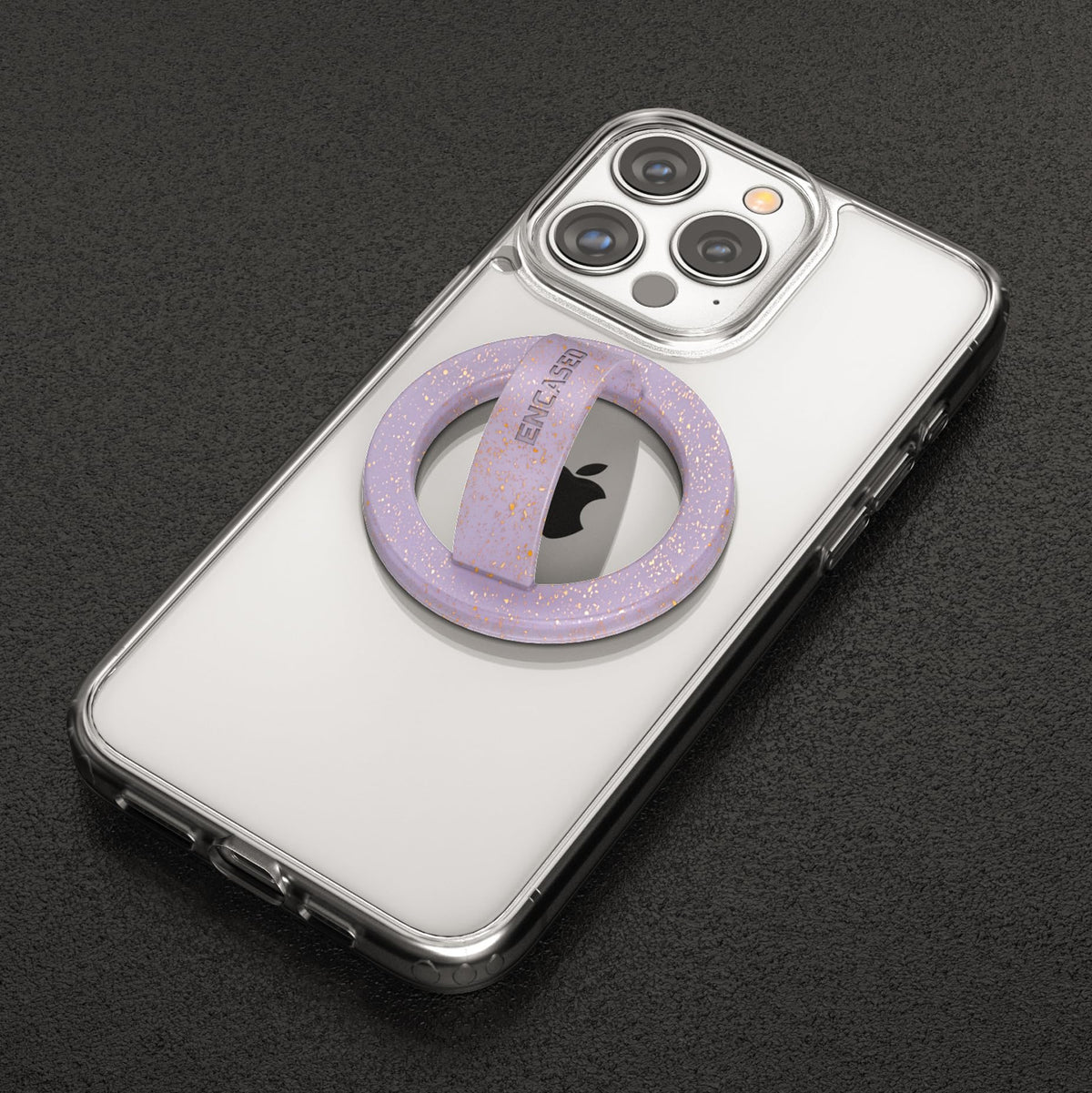 Soporte Magnético para Teléfono con Anillo Morado Purpurina Compatible con MagSafe