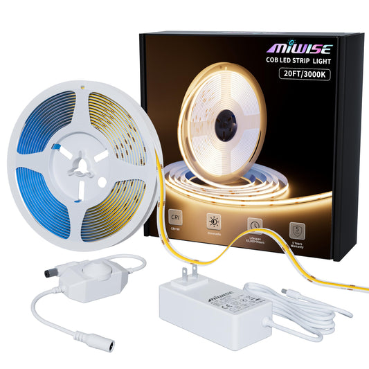 Tira de Luz LED Flexible MIWISE Blanco Cálido Regulable para Gabinetes y Hogar