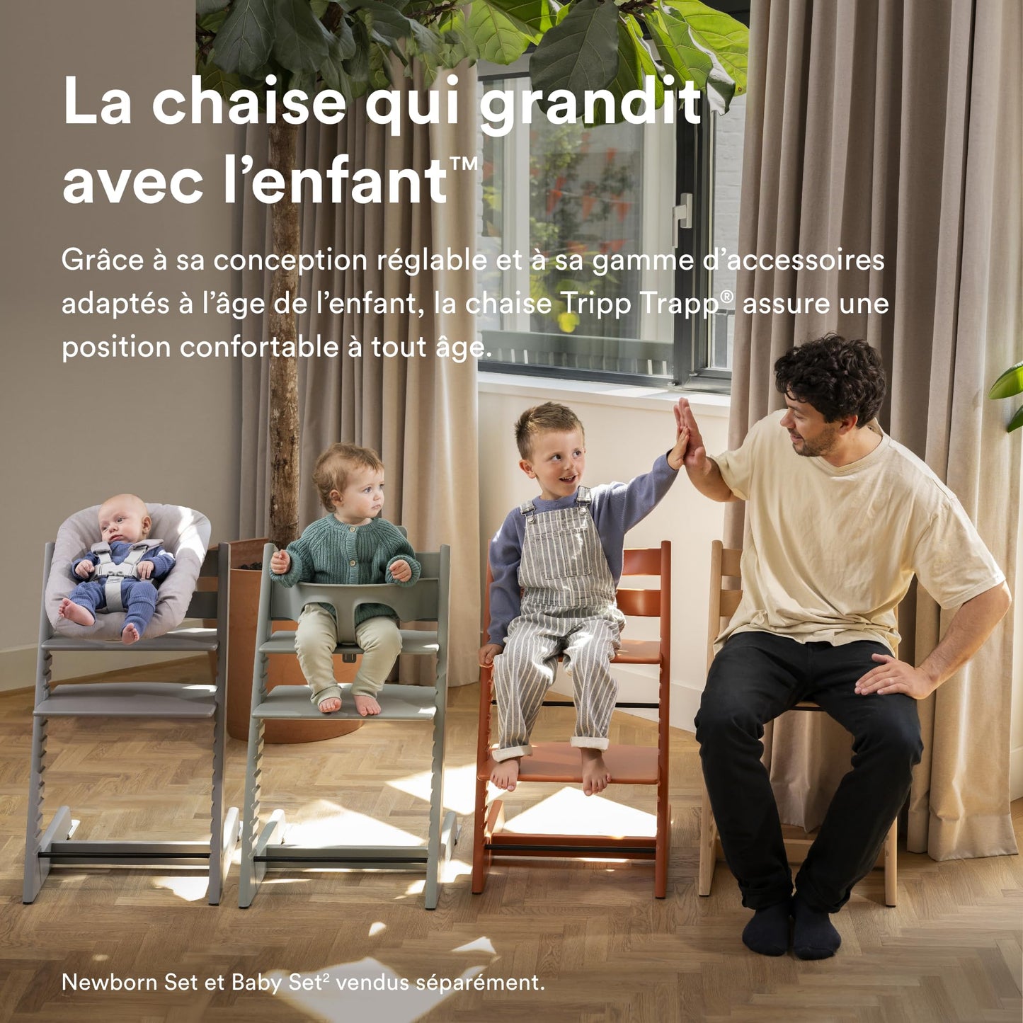 Silla Tripp Trapp de Stokke, Silla ajustable, evolutiva para recién nacidos, niños y adultos - Práctica, cómoda y ergonómica - Diseño atemporal (Negro)