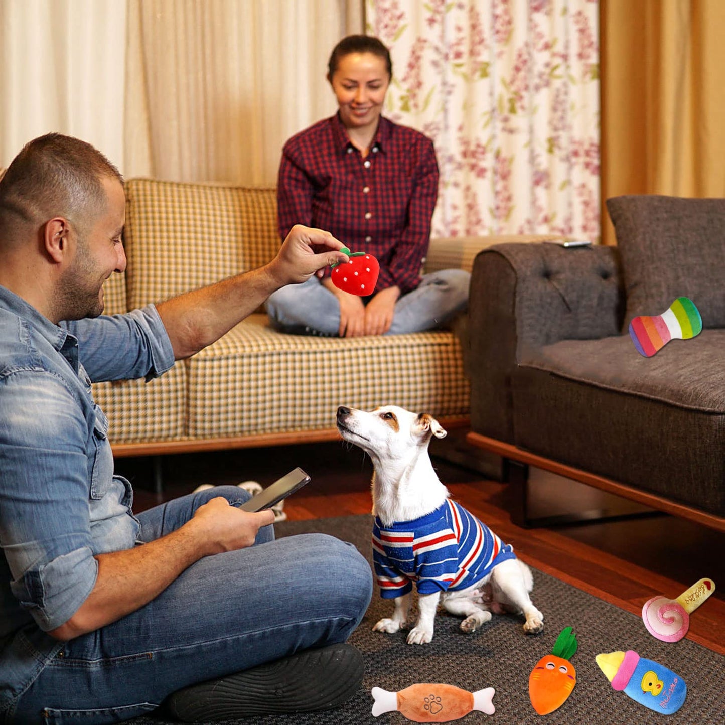 DYD Juguetes para Perros, 10 Juguetes Interactivos para Perros Pequeños y Mediano, Pequeños Juguete Perro Cachorro,Juguetes de Peluche para Mascotas