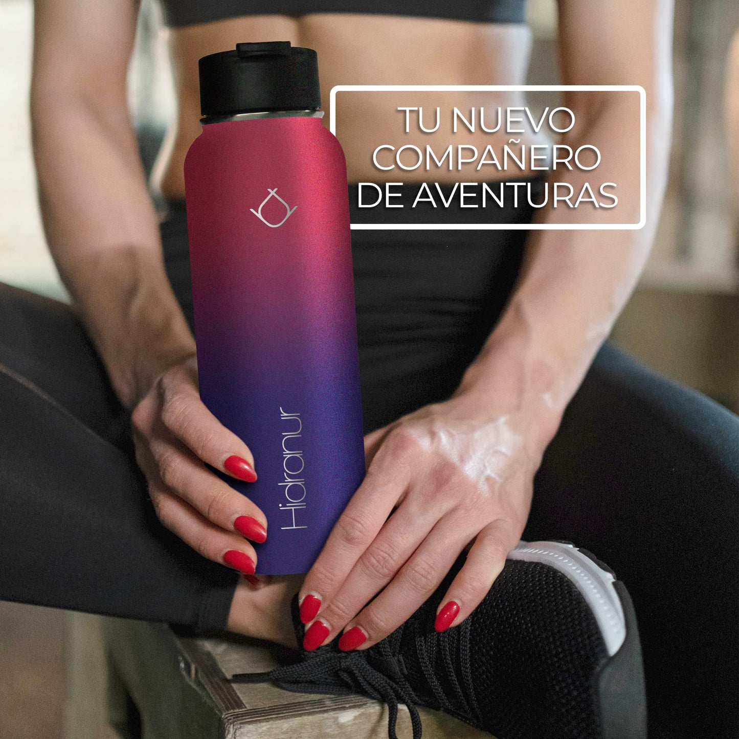 Hidranur Termo de Acero Inoxidable Doble Aislamiento Térmico, Termo Para Café 32 oz (946.35 ml), 3 Tapas Herméticas, 2 Popotes, 24 Hrs de Agua Caliente y Fría (Morado, 32 Oz (946.35 ml))