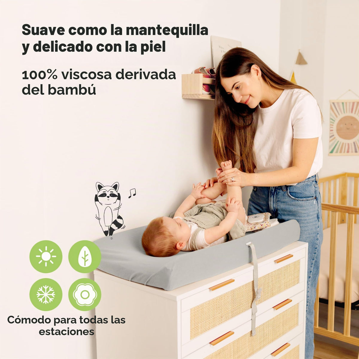 Paquete de 2 fundas para cambiador de bebé para niña, niño, 34 x 18 pulgadas (acero)