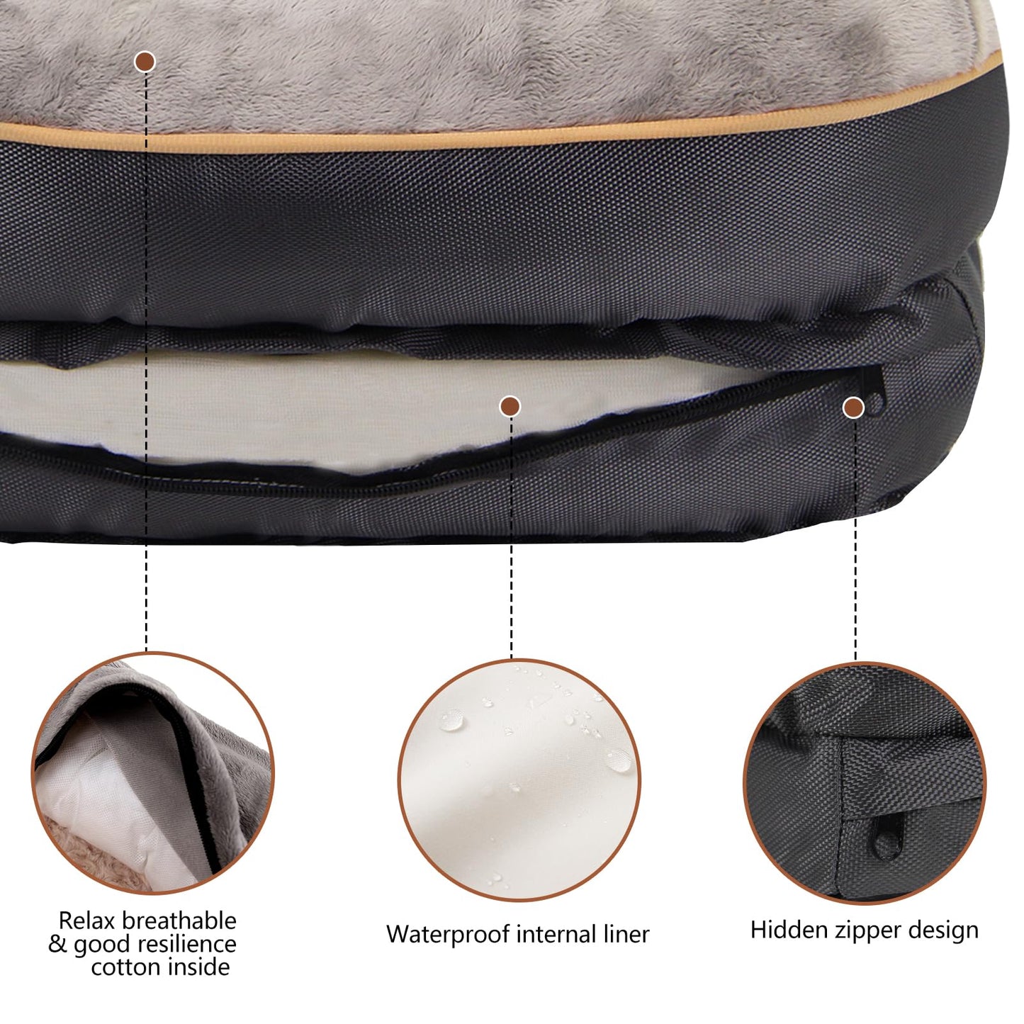 Cama Ortopédica para Perros JOYELF Mediana viscoelástica Lavable con Juguete Chirriante