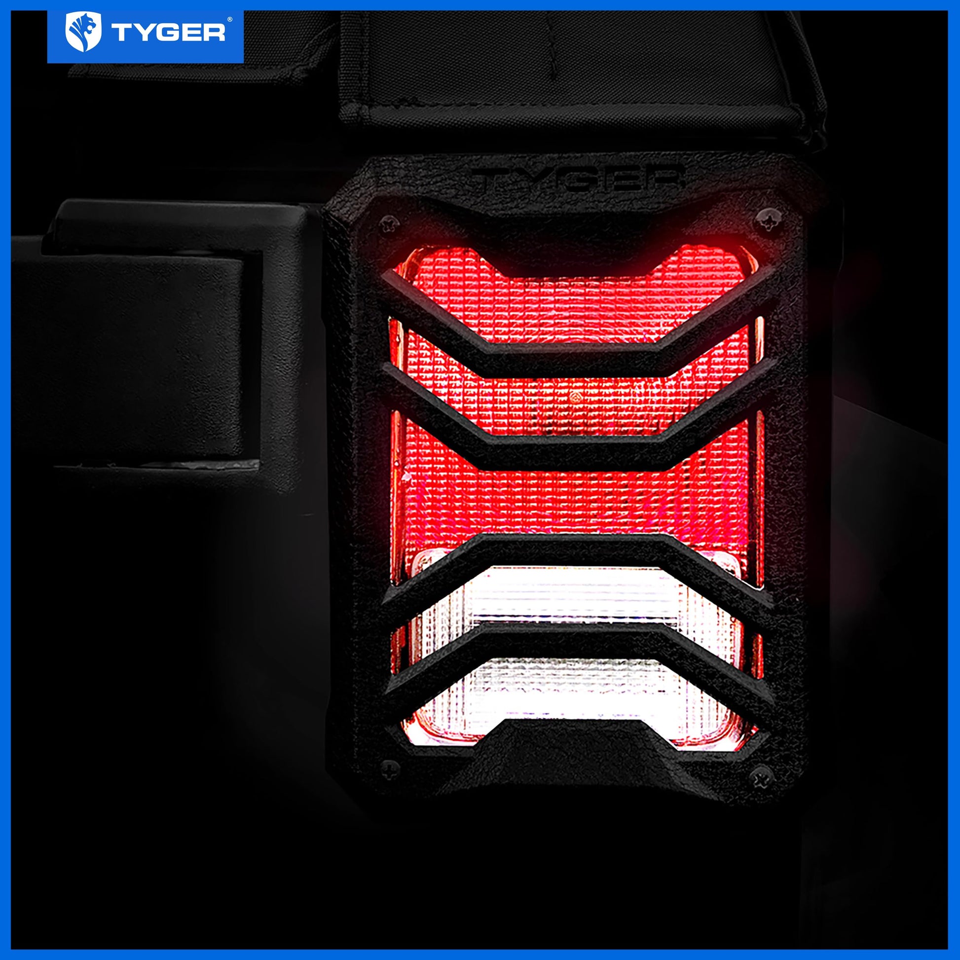 Tyger Auto TG-TG7J83338 Cubiertas de protección de luz trasera compatibles con Jeep Wrangler JK 2007-2018 (no para JL) | Negro texturizado, aleación de aluminio fundido, revestimiento en polvo