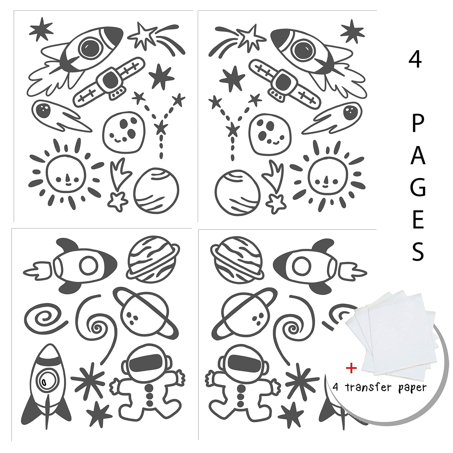 40 pegatinas de vinilo espacial gris para pared de Vieli Arte. Pegatinas adhesivas Galaxy para habitación infantil, decoración de dormitorio de bebé Diseño original de artista. Sol, Luna, Estrellas, Planetas, Astronauta (Gris)