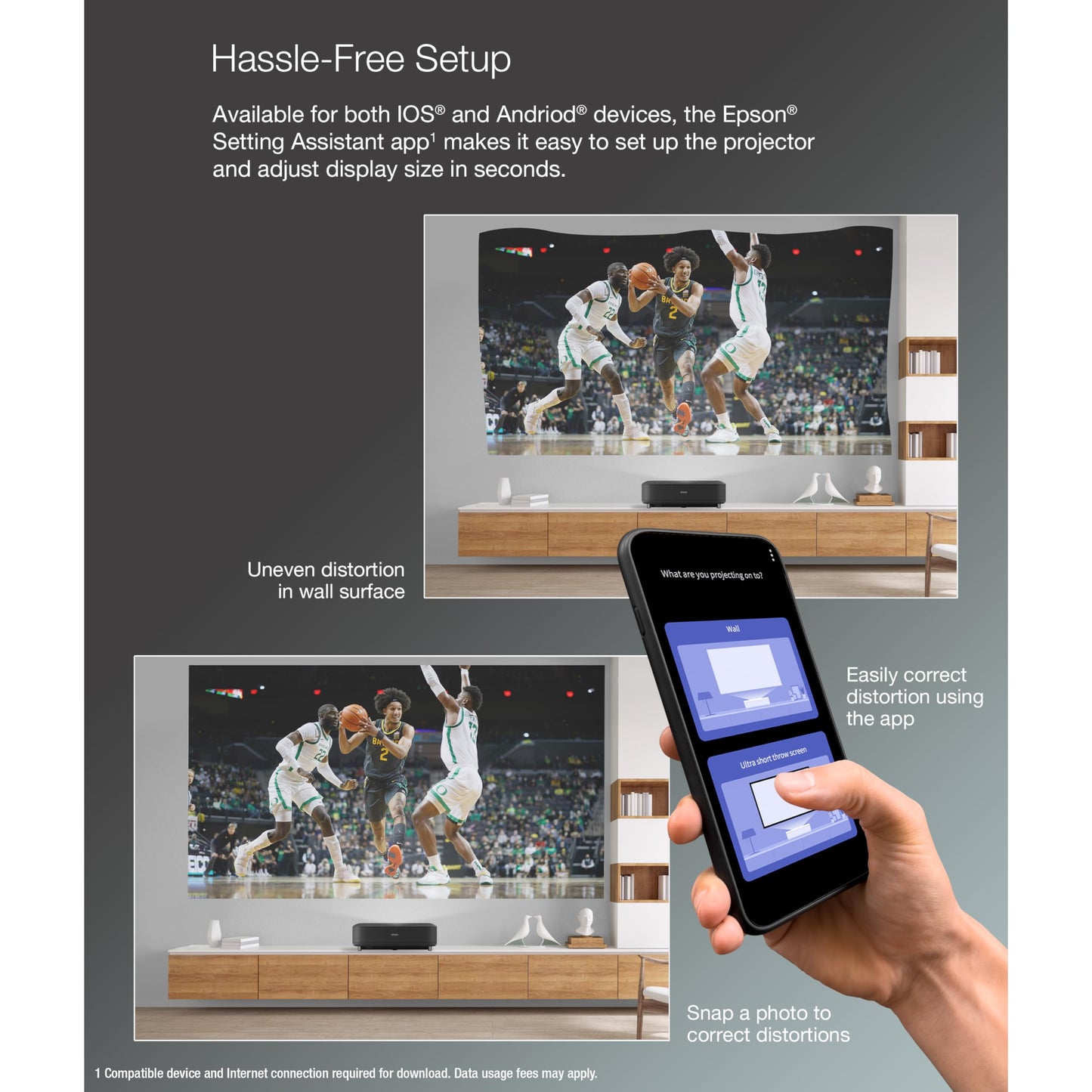 Proyector Láser Epson EpiqVision Ultra LS650 Transmisión Inteligente HDR Negro Alcance Ultracorto 4K Pro-UHD 3.600 Lúmenes de 3 Chips 3LCD Android Hasta 120 Pulgadas