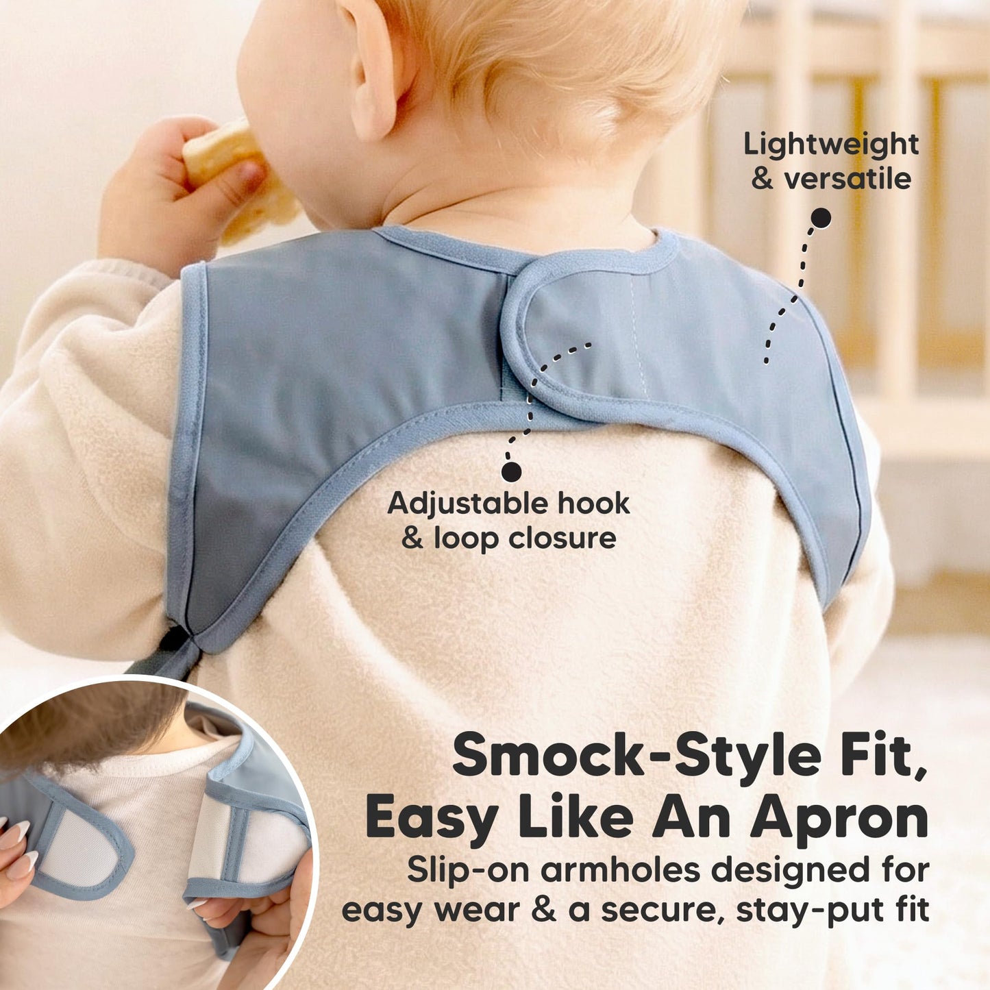 KeaBabies - Baberos impermeables para bebé niña, niño, paquete de 2 baberos ligeros y grandes para comer, colector de alimentos portátil, esenciales de alimentación para bebés, de 6 a 12 meses, bata