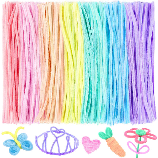 HOIRIX - 300 limpiadores de tuberías, tallos de chenilla, 7 colores (macarrón)