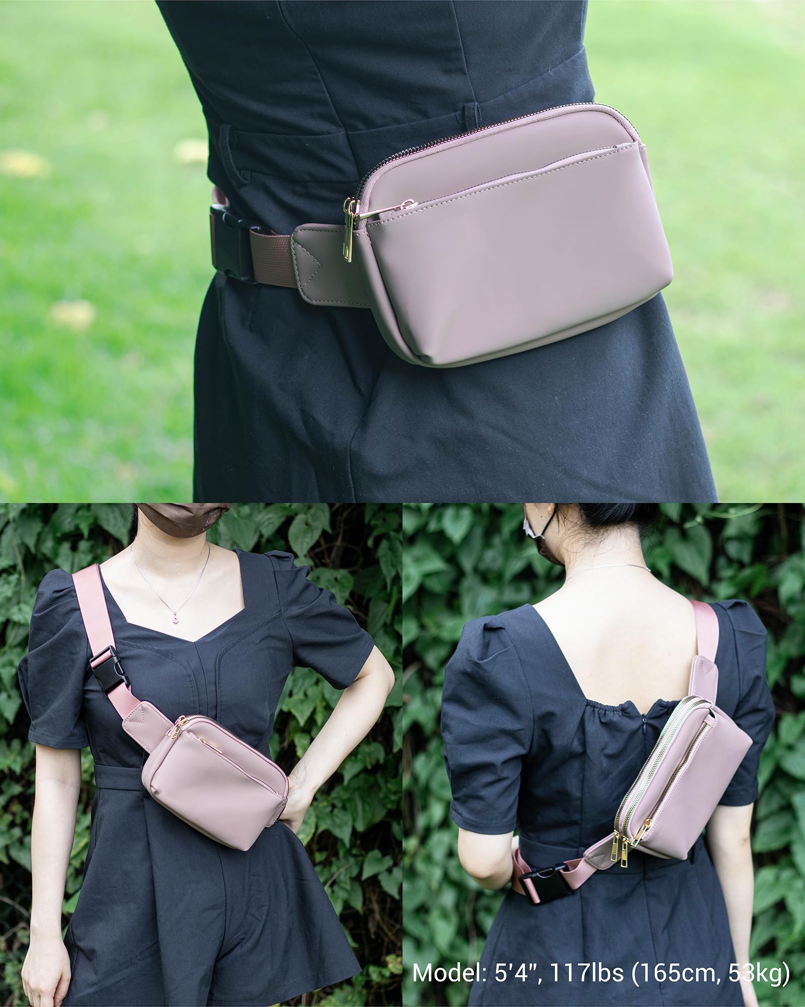 Cangureras de Moda - Cortelay Cangureras de Senderismo para Mujer Cangureras Deportiva con Correa Ajustable Impermeable Riñonera Mujer para Viaje Diario Cangurera para Correr