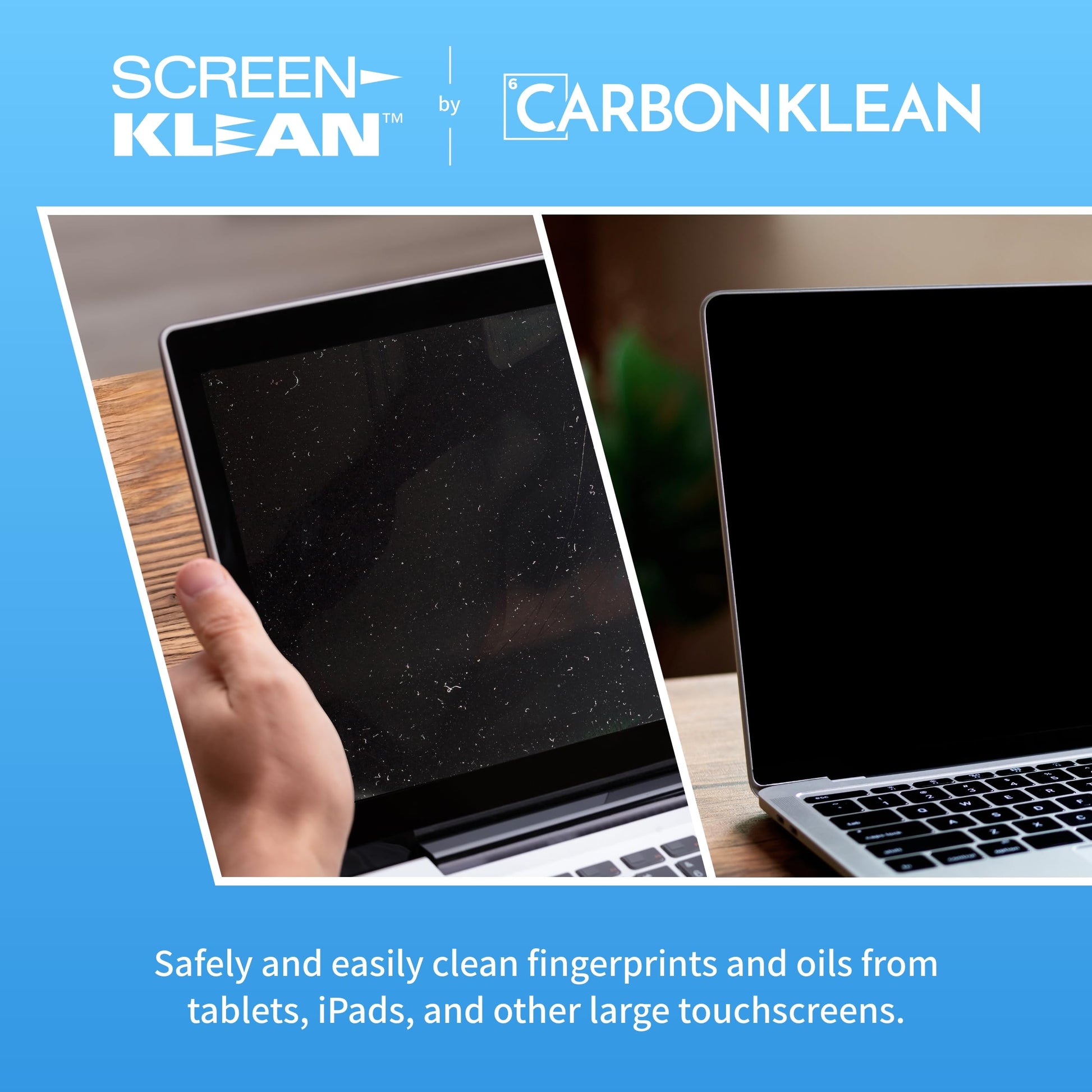 Carbon Klean ScreenKlean Tablet Screen Cleaner - Efficient and Durable Carbon Microfiber Technology Injected Blue