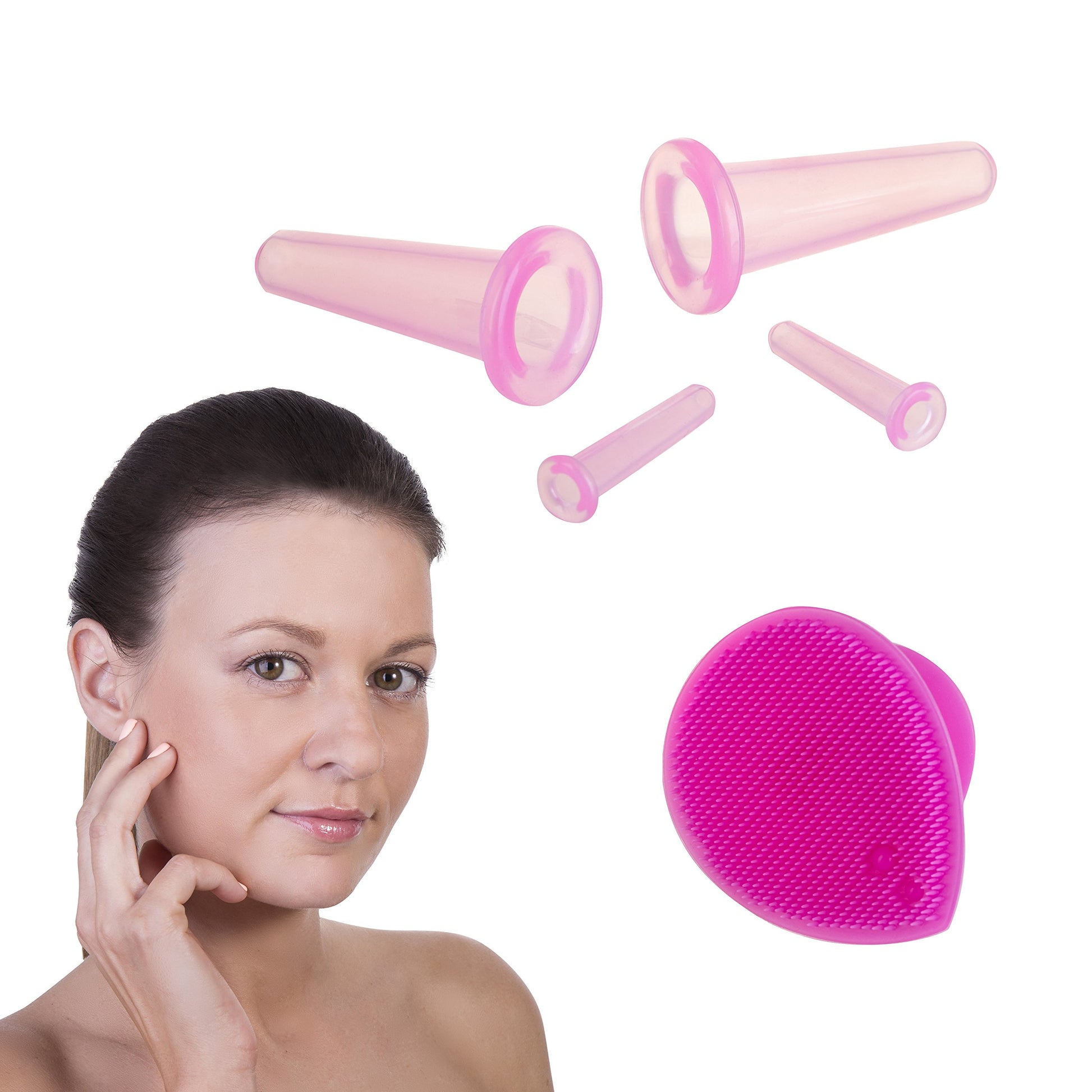 Cupping Therapy Set for Face - Face Cupping Set of 5pcs - Perfect Double Chin Reducer - Ideal to Cup your Cheeks, Chin and Lips - Facial Cupping Sets - Anti Cellulite Silicone Cups Kit - by Sandine