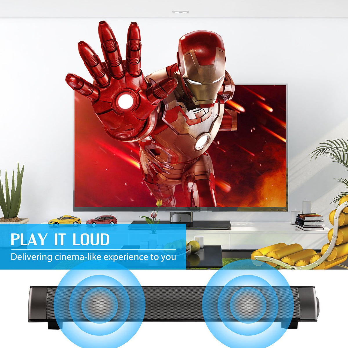Barra de Sonido TV Soundbar Bluetooth Inalámbrico y con Cable Surround para Teatro en Casa