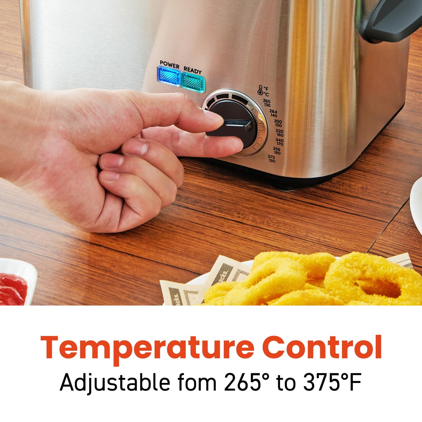 Elite Gourmet EDF1116 Eléctrico 1.2 Qt. / Freidora de aceite de 4.8 tazas, temperatura ajustable, cesta extraíble, tapa con perilla de tacto frío, acero inoxidable