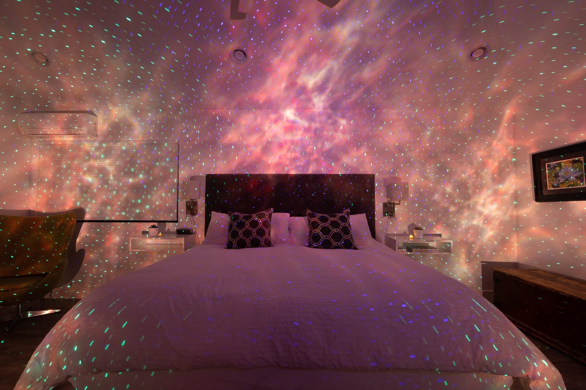BlissLights Sky Lite Evolve - Proyector de estrellas, proyector de galaxias y nebulosa, con iluminación LED, WiFi App, excelente regalo para meditación, relajación, sala de juegos, cine en casa y luz nocturna en la habitación (estrellas verdes).