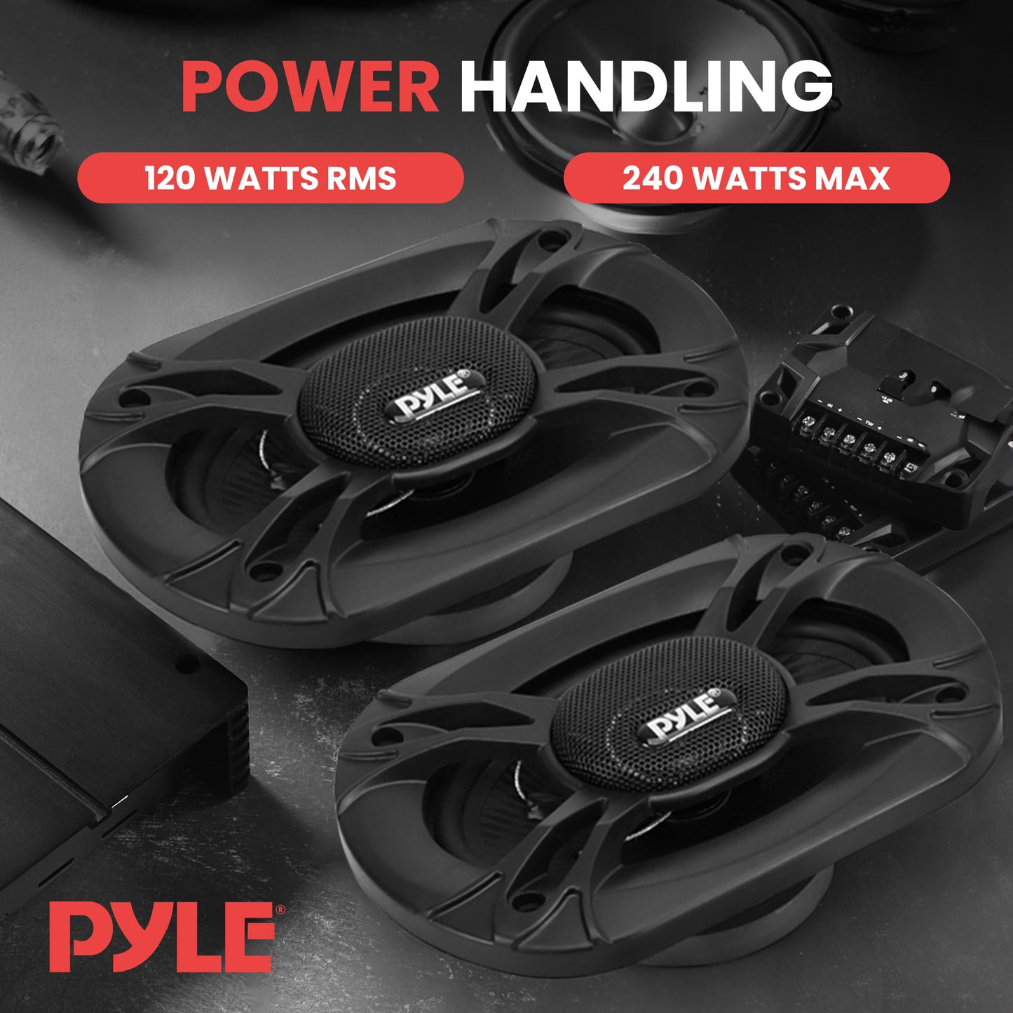 Pyle Altavoces estéreo universales para coche de 3 vías, 300 W, 4 x 6 pulgadas, triaxiales de audio profesional, altavoz universal de repuesto rápido, para puerta de vehículo/panel lateral, compatible con PL4163BK (par)