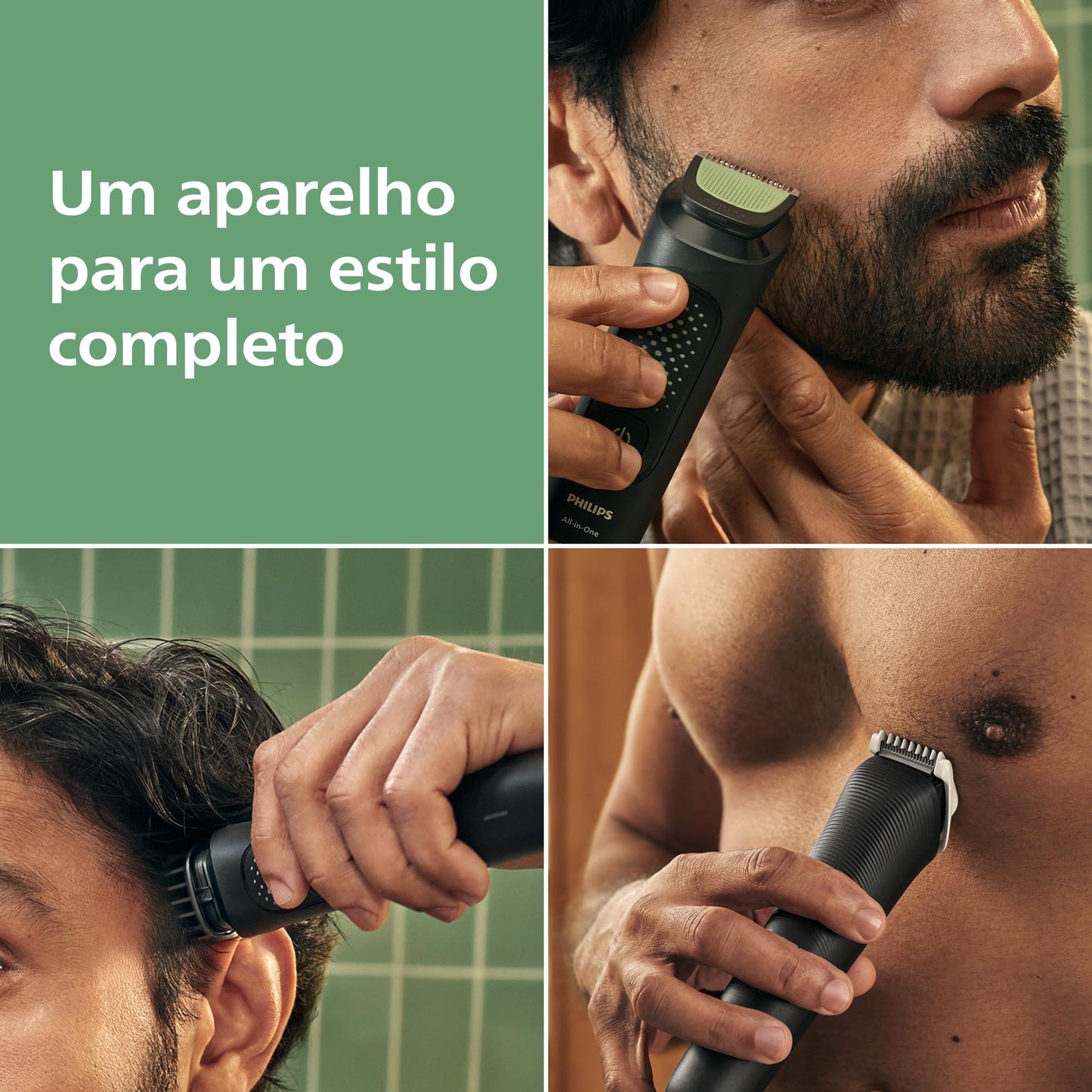Philips All-in-one Trimmer 3000 Series Recortador 10 En 1 Rostro, Cabeza Y Cuerpo, Uso En Seco Y Húmedo, Cuchillas Autoafilables, Tecnología Beardsense, MG3941/15