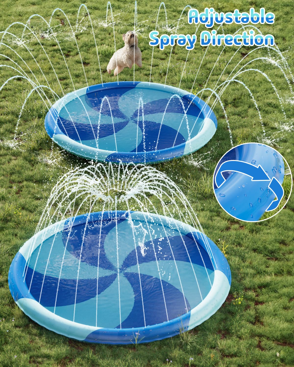 Tapete de Agua Sebor Azul para Niños Pequeños con Aspersor de 67 Pulgadas para Verano