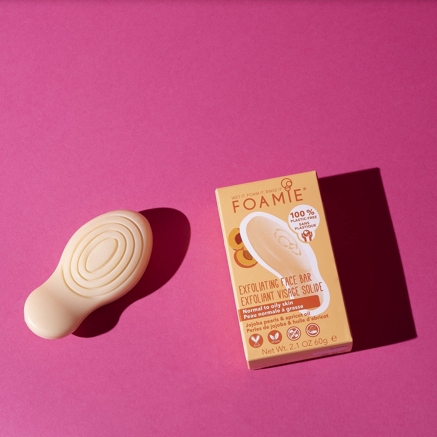 FOAMIE Barra Exfoliante Facial para Piel Normal a Grasa Mixta Unisex con Perlas de Cera de Jojoba | Sin Sulfatos y Parabenos | Skin Care Piel Suave | Hasta 85 usos | 100% Vegano