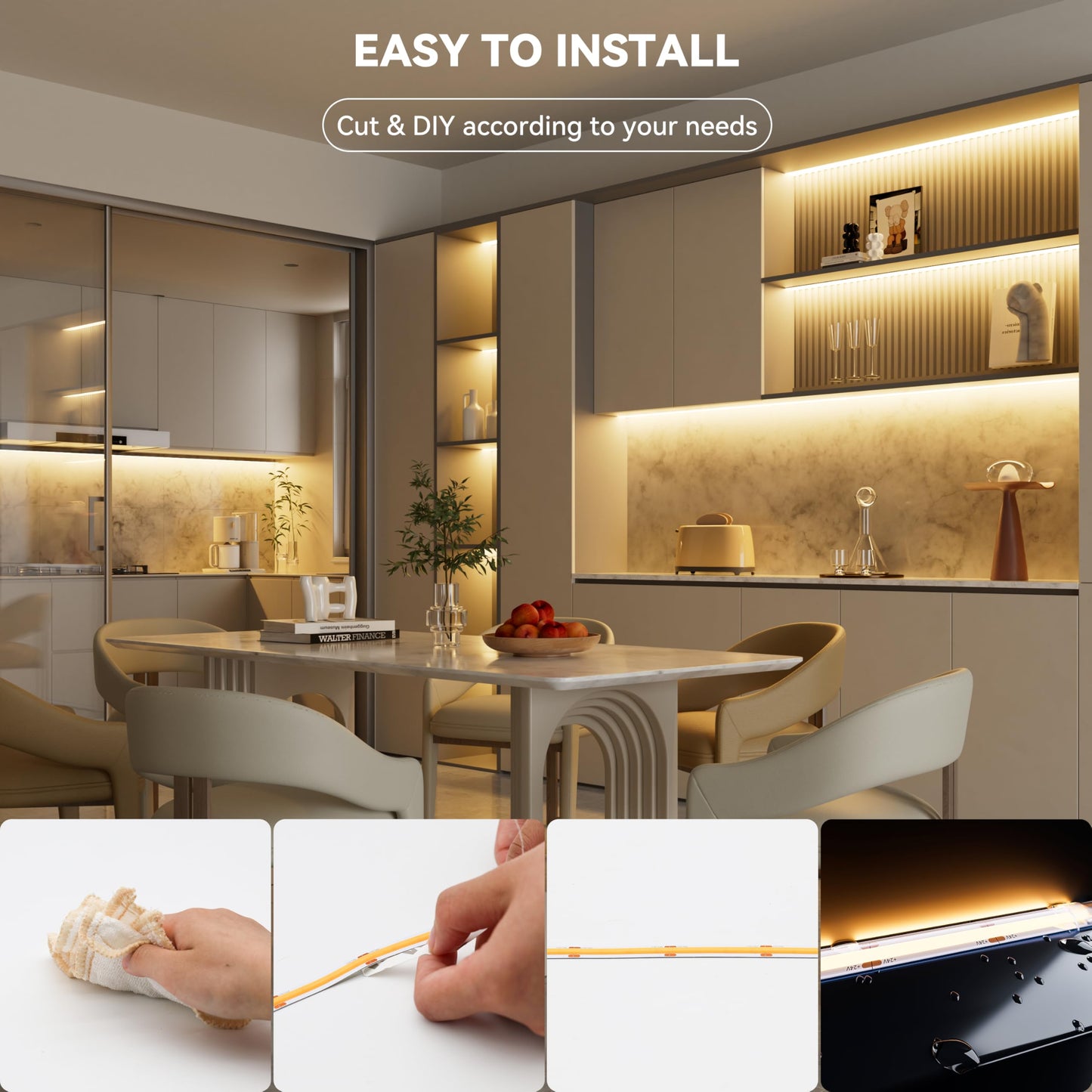 Tira de Luz LED PAUTIX Blanco Cálido IP65 Súper Brillante CIR 90+ para Hogar y Bricolaje
