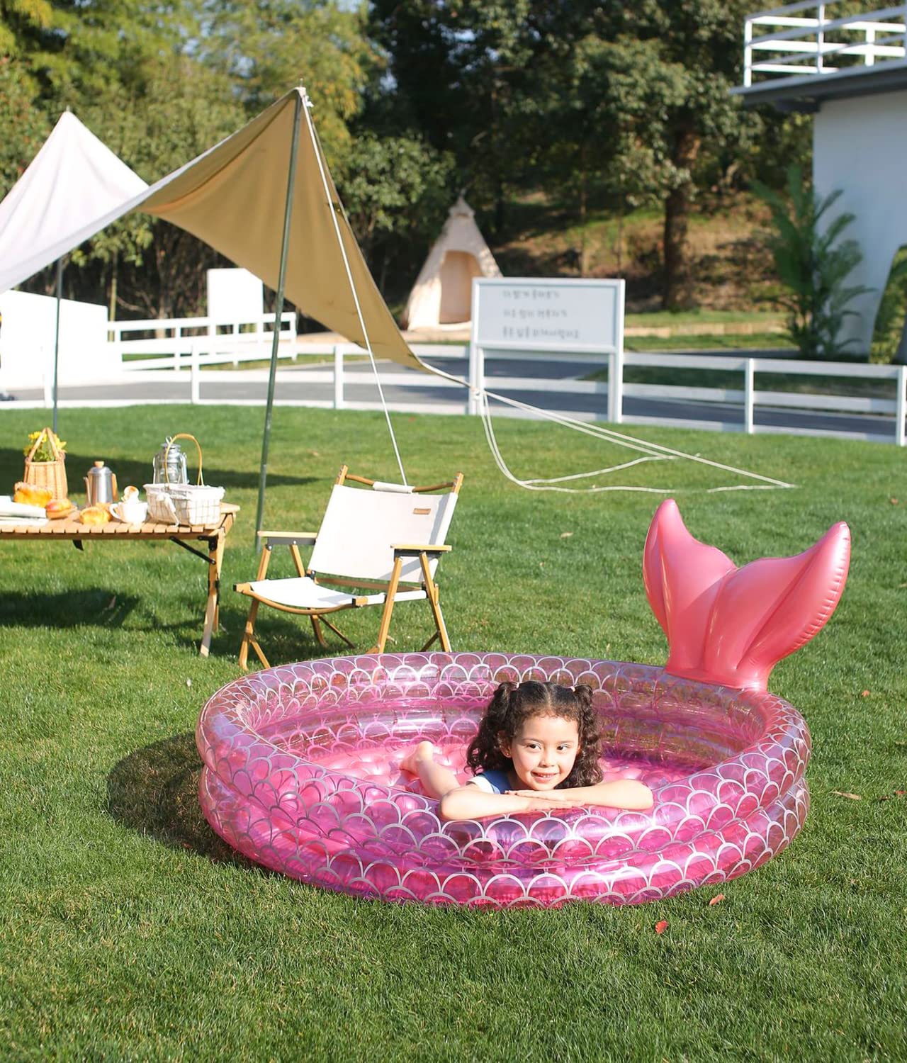 Piscina Inflable Sirena Redonda Diversión Acuática para Niños