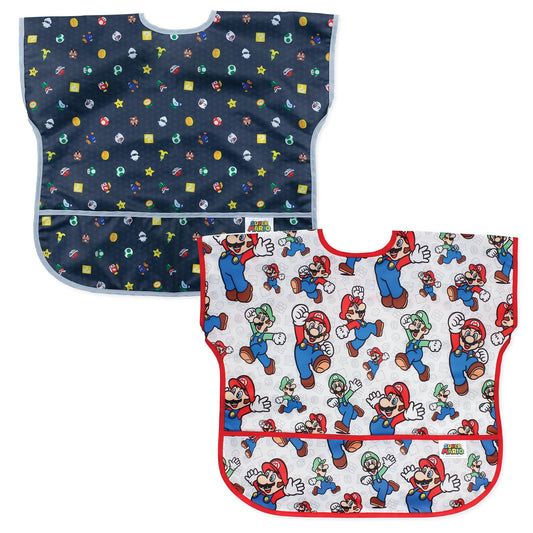 Babero de Manga Corta Bumkins Nintendo Super Mario Grande para Niñas y Niños de 1 a 3 Años