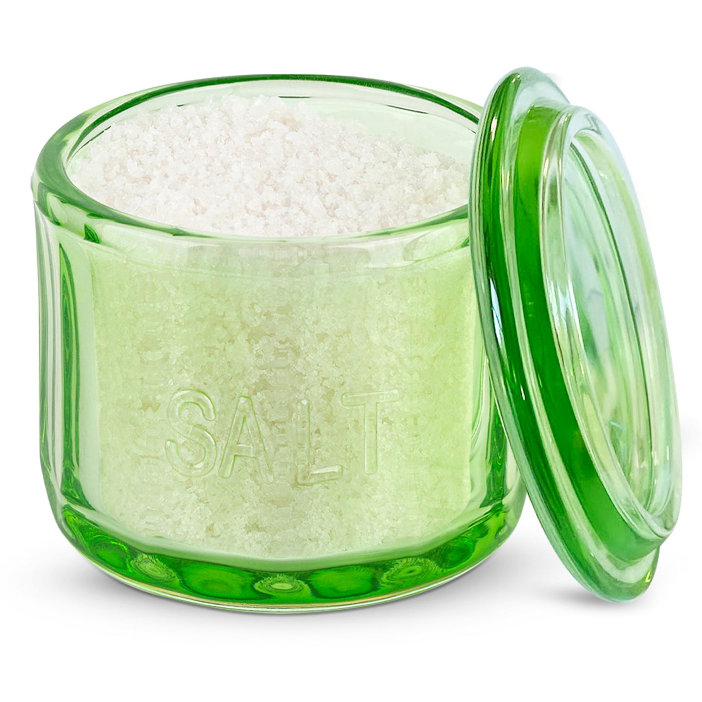 KooK - Bodega de vidrio con tapa, vidrio prensado en relieve, recipiente de almacenamiento transparente, para café, azúcar, especias y caramelos, 10 onzas (verde lima)