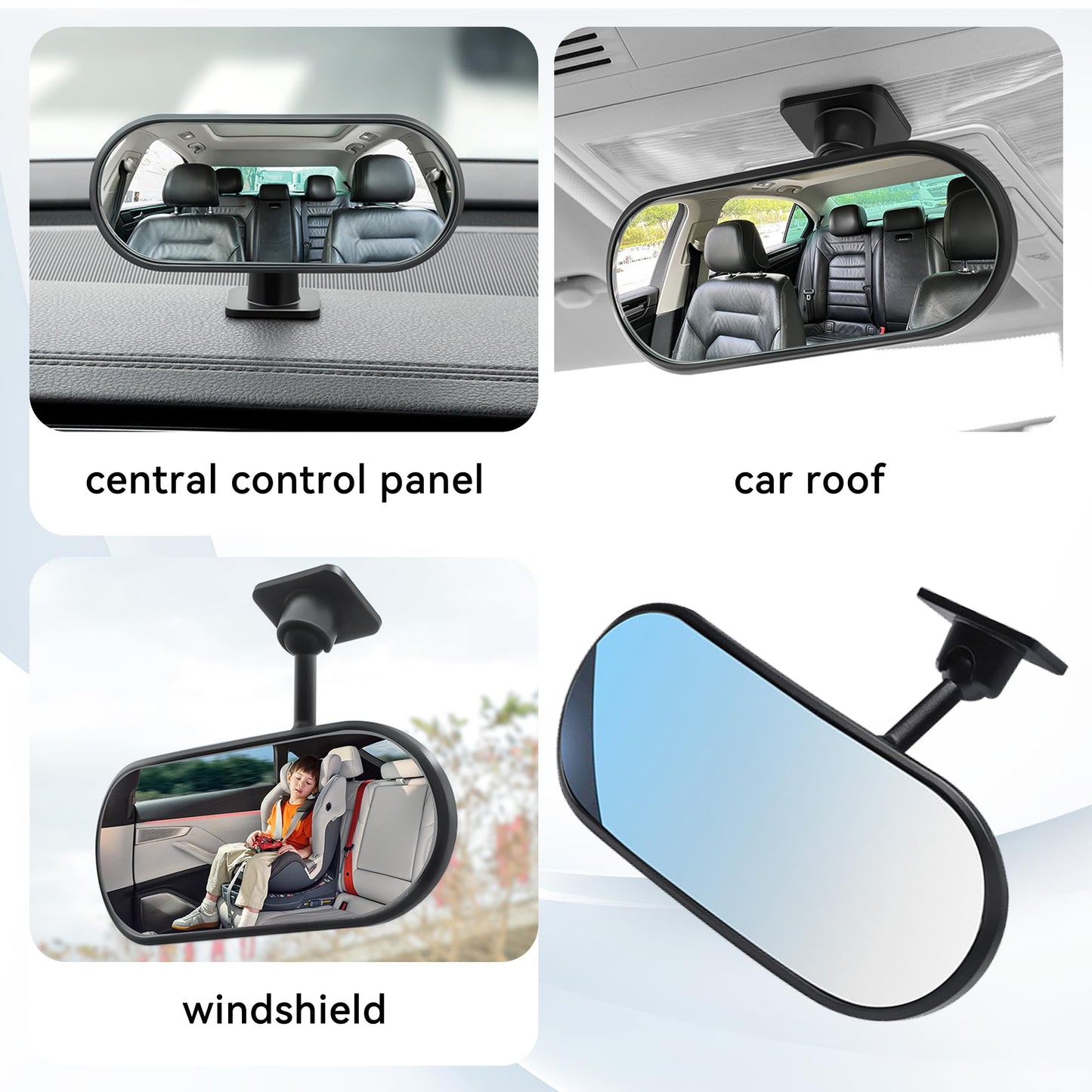 Gilovc - Espejo de coche para bebé, espejos retrovisores HD ajustables de 360° que proporcionan un amplio campo de visión y observación del asiento trasero, espejos convexos automáticos, espejo de