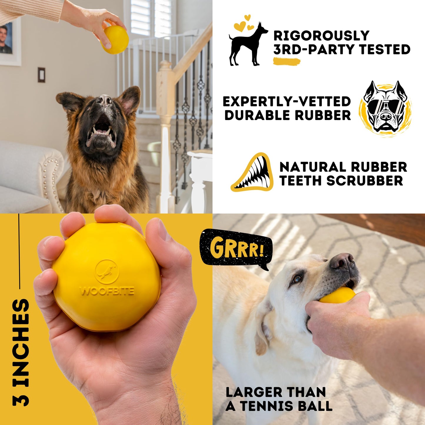 Juguete Masticable Resistente ChewChamp Hule Natural para Perros Medianos y Grandes