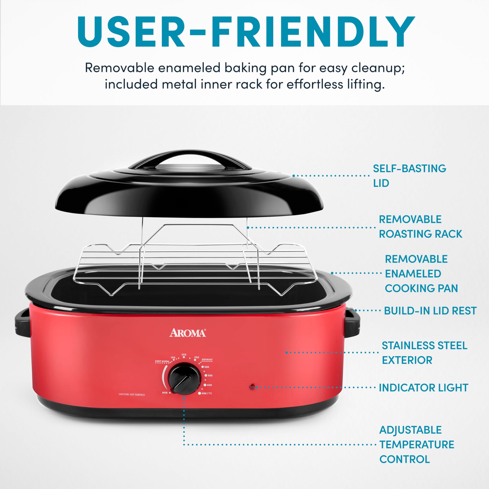 AROMA 18Qt. Horno tostador (rojo)