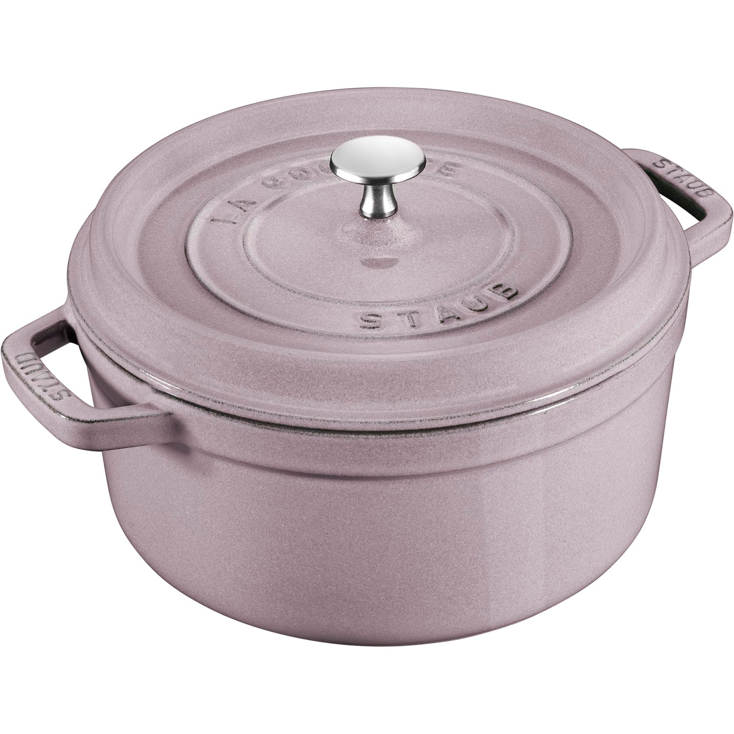 Staub Horno holandés redondo de hierro fundido de 4 cuartos de galón, color lila